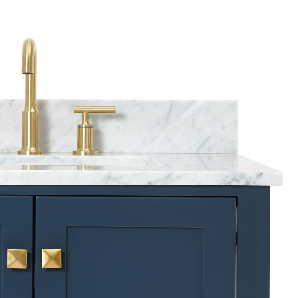 Midnight Blue Freestanding Vanity with Carrara Marble Top