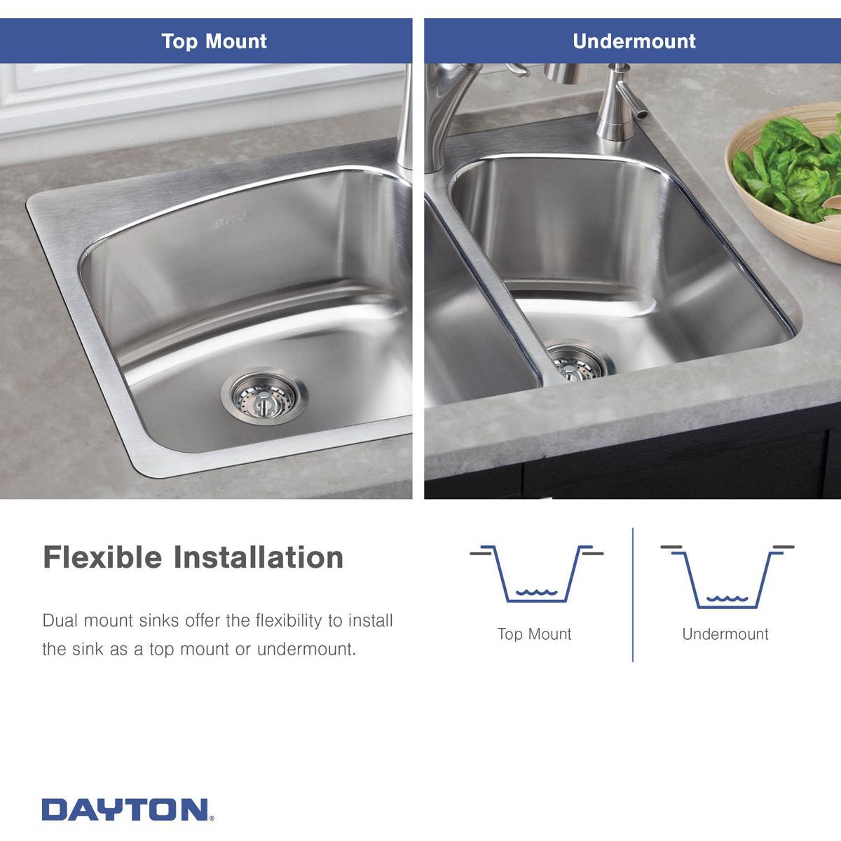 Elkay Dayton Stainless Steel 27" x 22" x 8", Single Bowl Dual Mount Sink