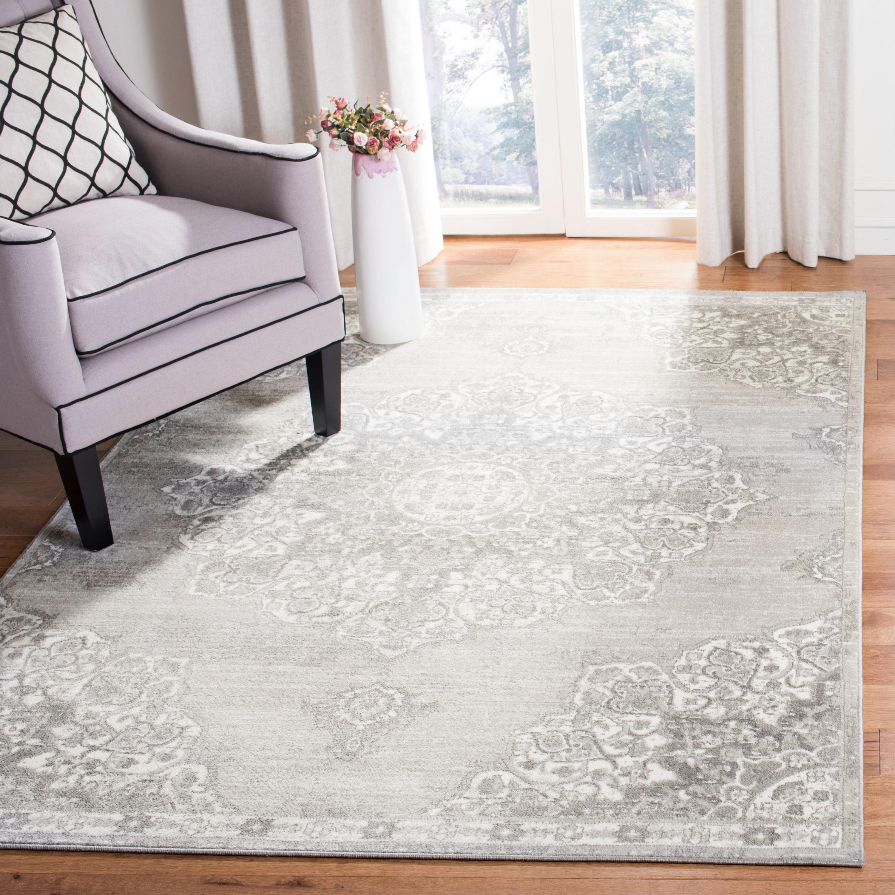 Brentwood BNT802 Power Loomed Area Rug - Grey/Ivory - 9'x9' - Safavieh.