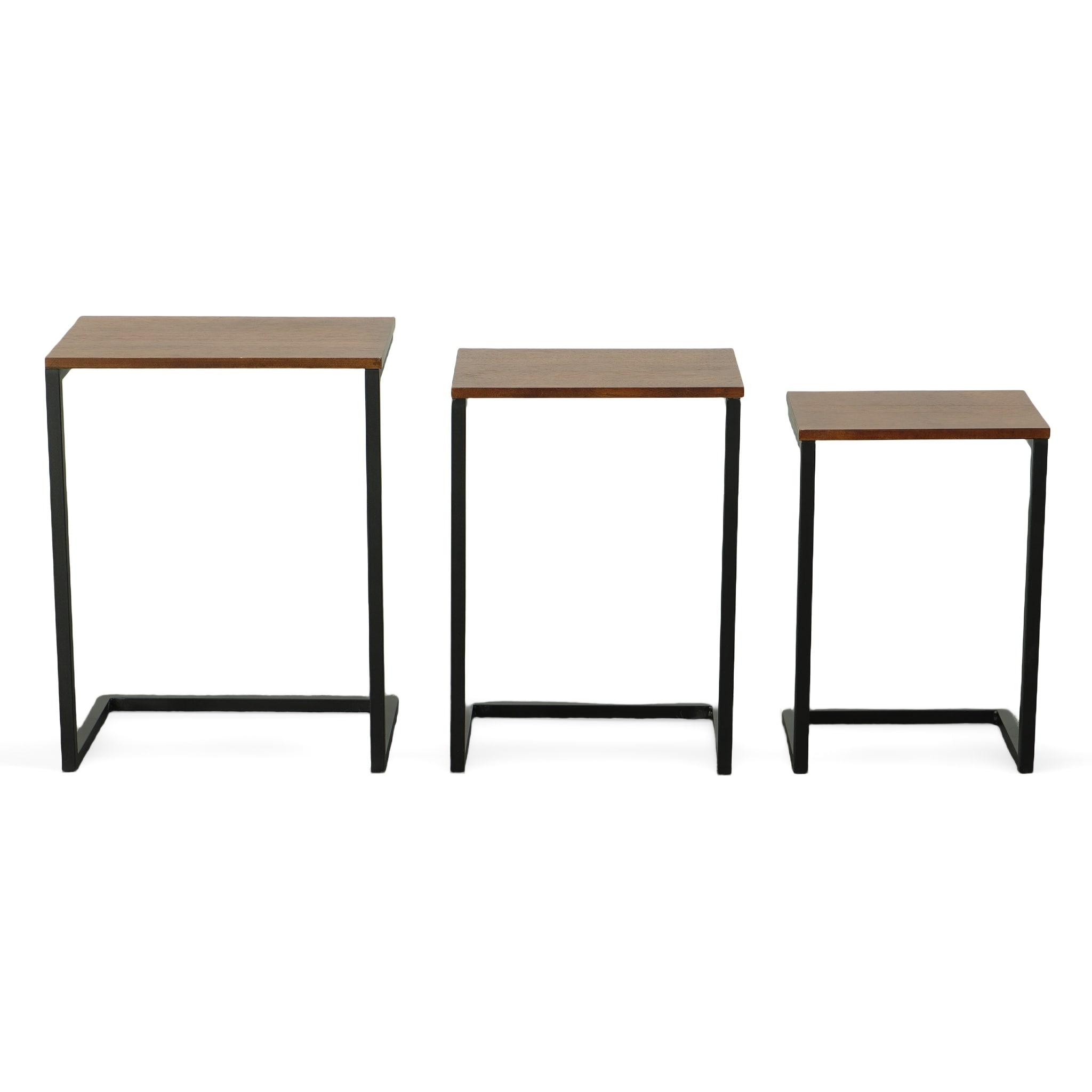 Carolina Living Set of 3 Caroline Nesting Tables Chestnut: Veneer Surface, Metal Frame, No Assembly Required