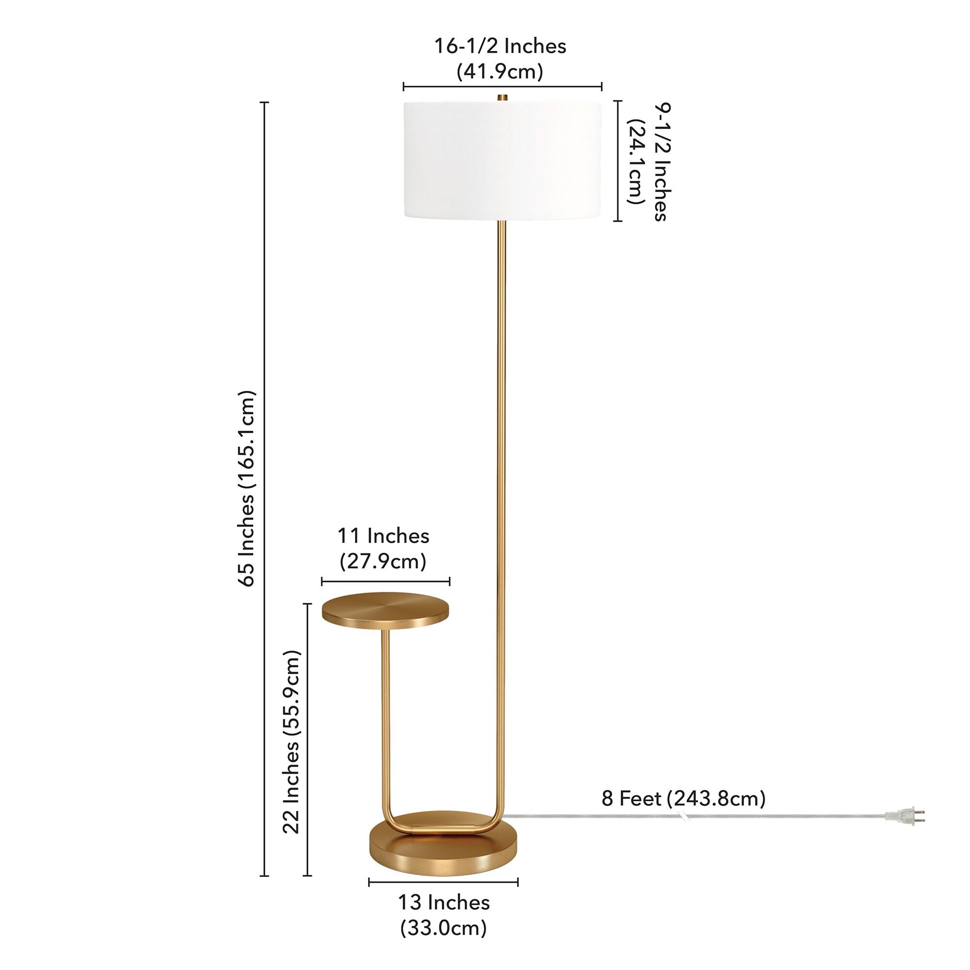 Jacinta Brass & White Modern Floor Lamp with Tray Table