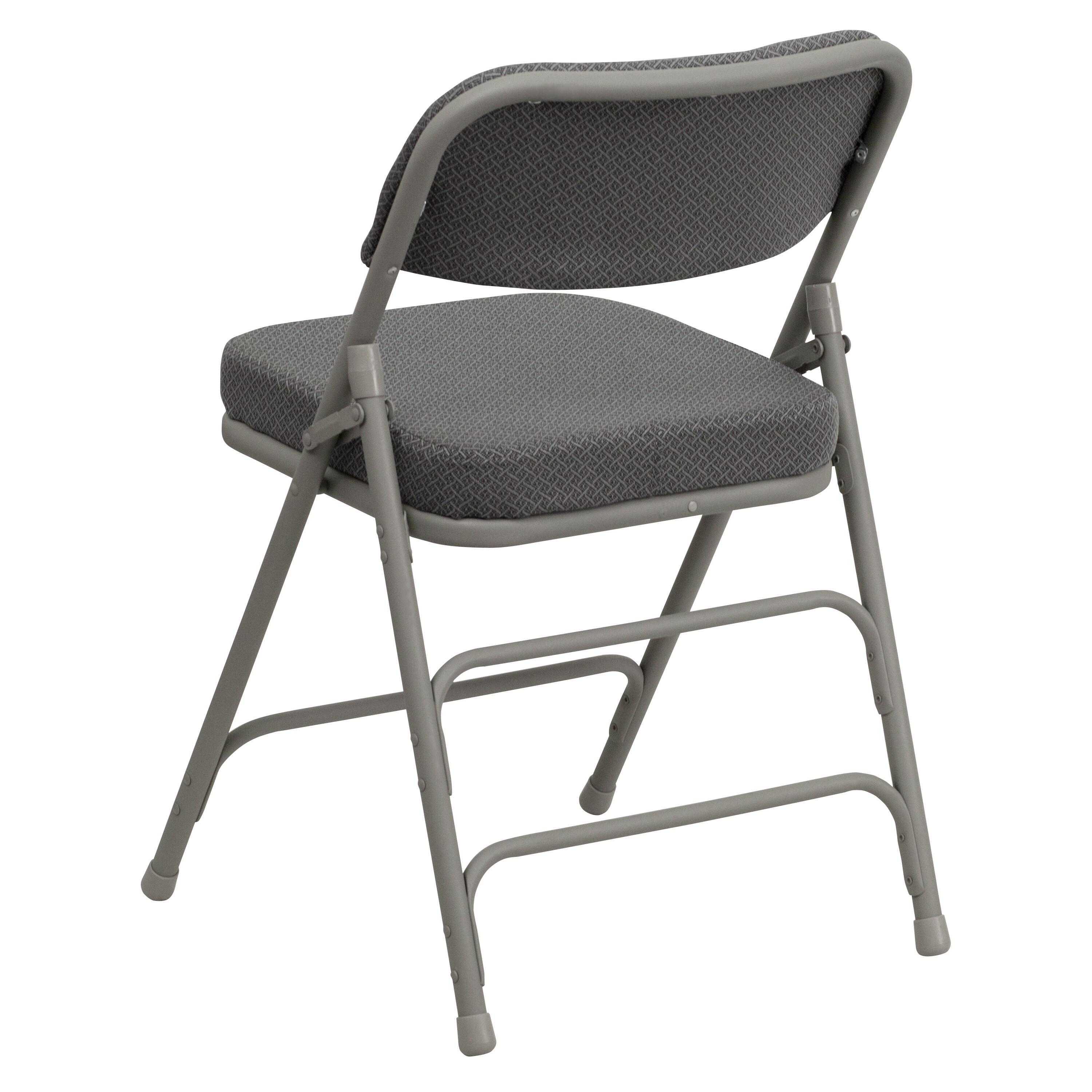 Flash Furniture 2 Pack HERCULES Series Premium Curved Triple Braced & Double Hinged Gray Fabric Metal Folding Chair