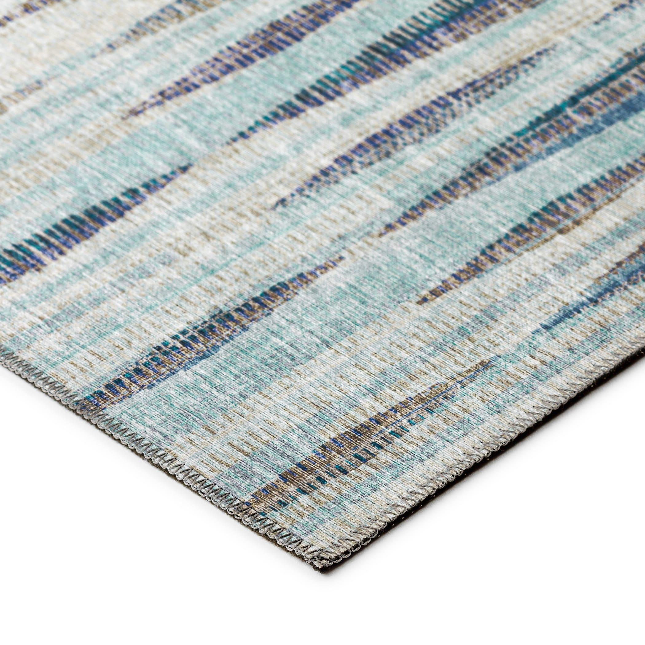 Addison Rugs Indoor/Outdoor Waverly Modern Stripes Washable Rug 8' x 10' - Ocean