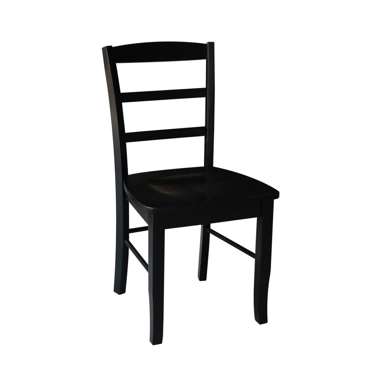 Set of 2 Madrid Ladderback Chairs Black - International Concepts: Solid Wood, Armless, Transitional Style