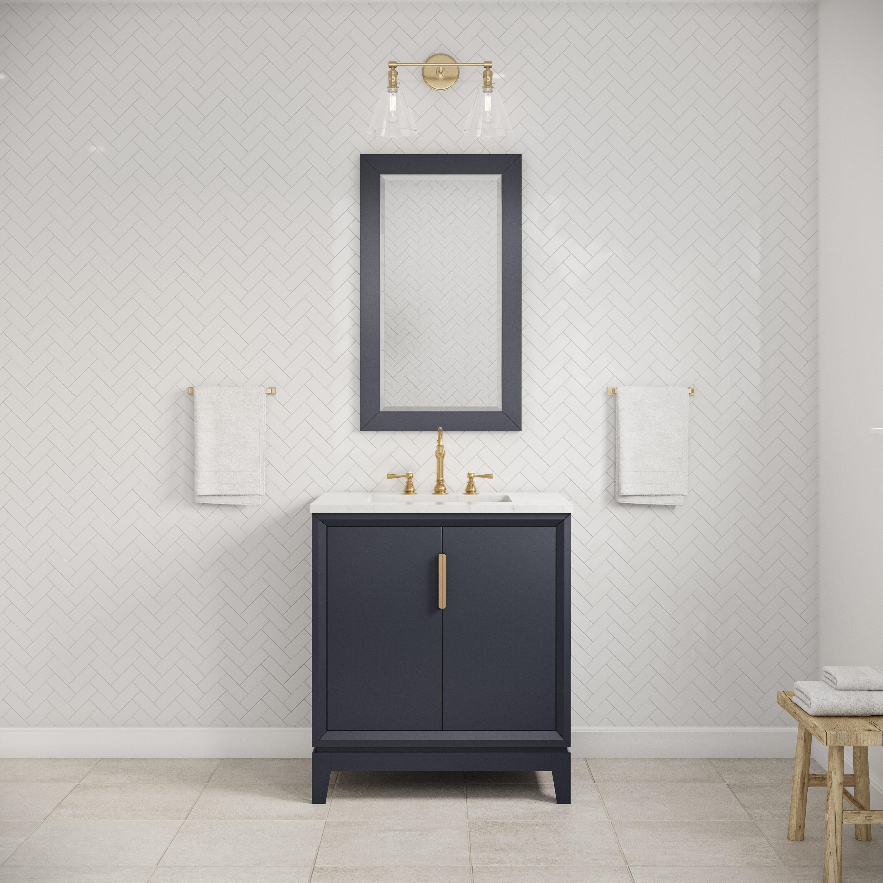Water Creation Elizabeth 30" Hardwood Single Bathroom Vanity in Blue/Gold
