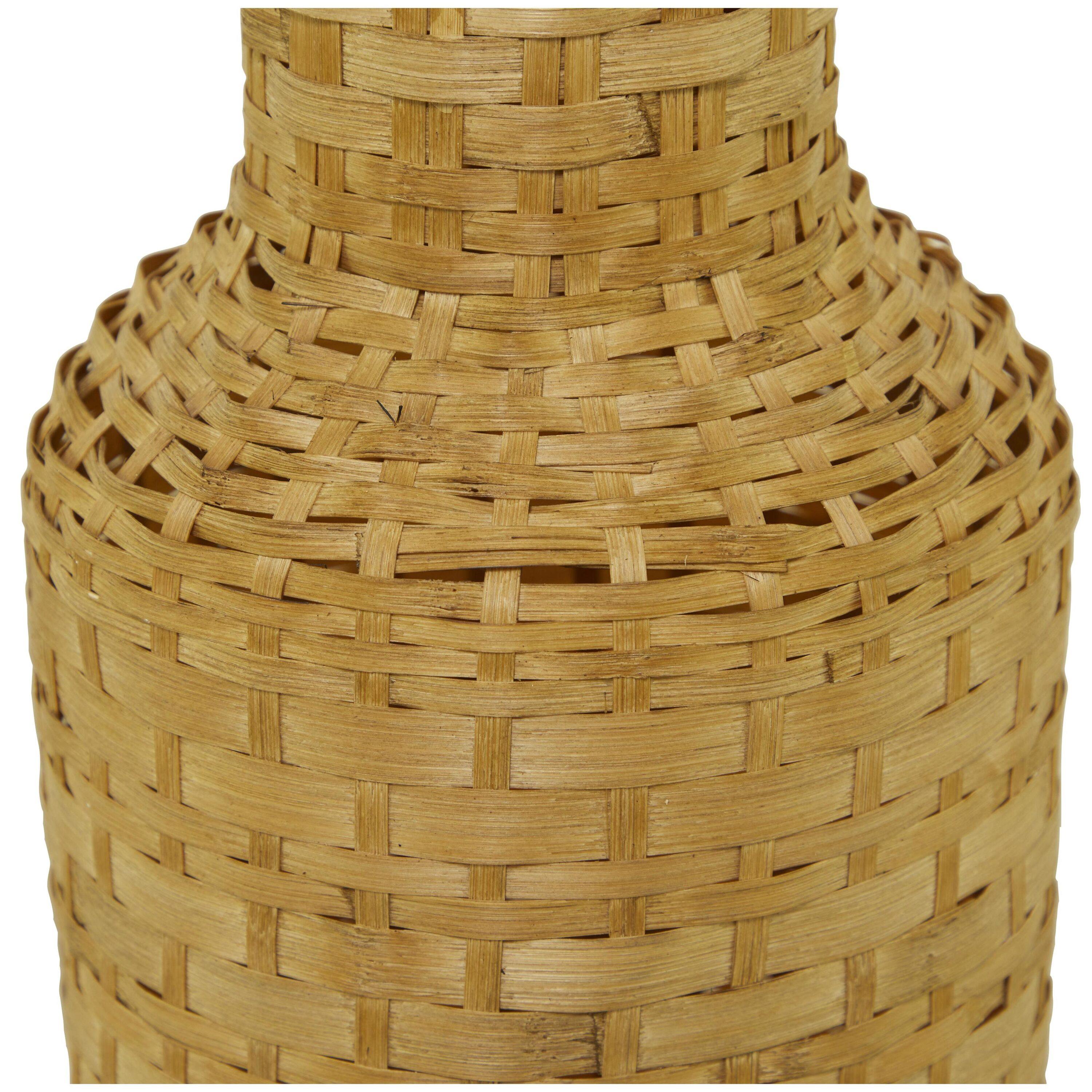 Tall Brown Woven Bamboo Floor Vase