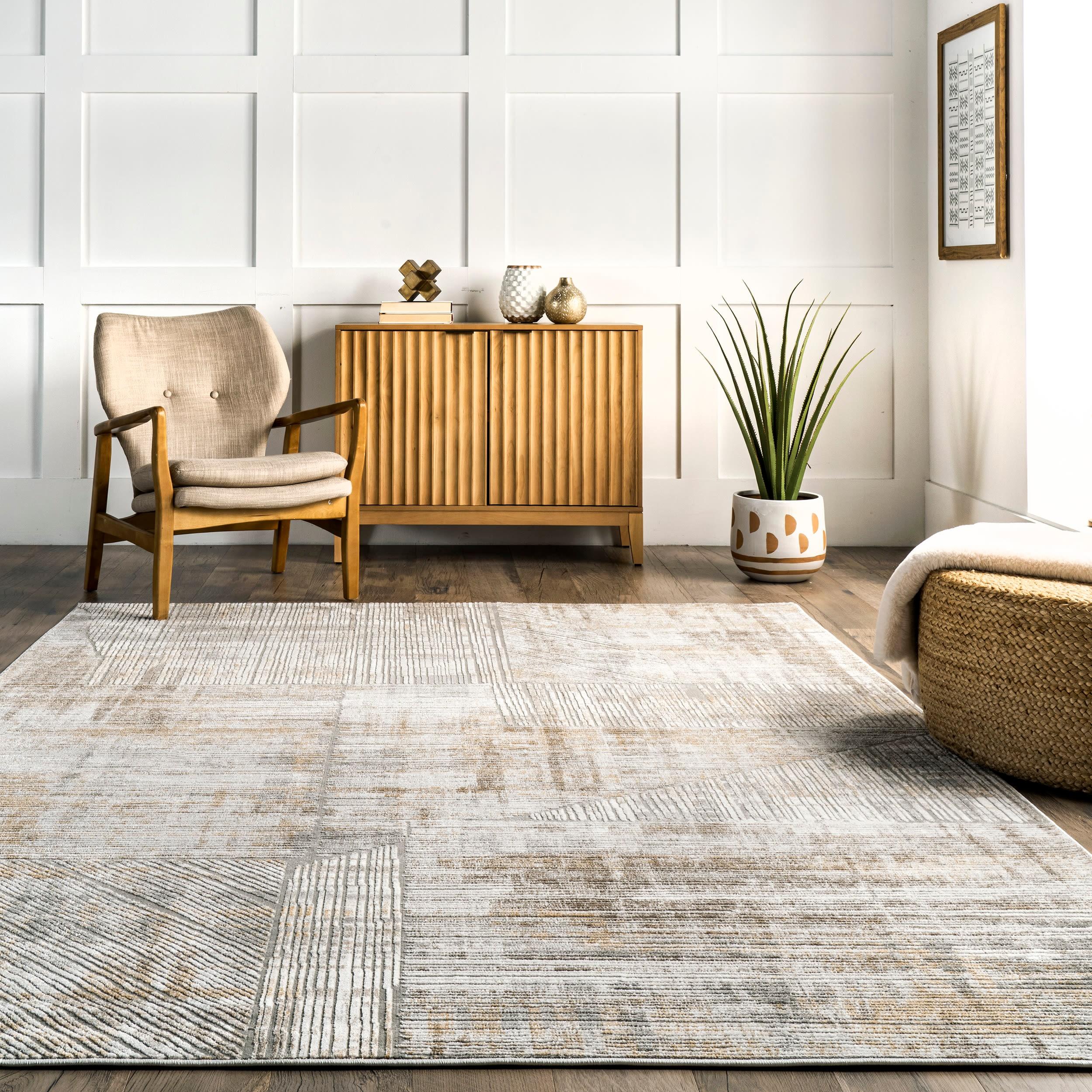 Nuloom Helene Abstract 5x8 Indoor Area Rug for Living Room Bedroom Dining Room Kitchen, Beige/Ivory