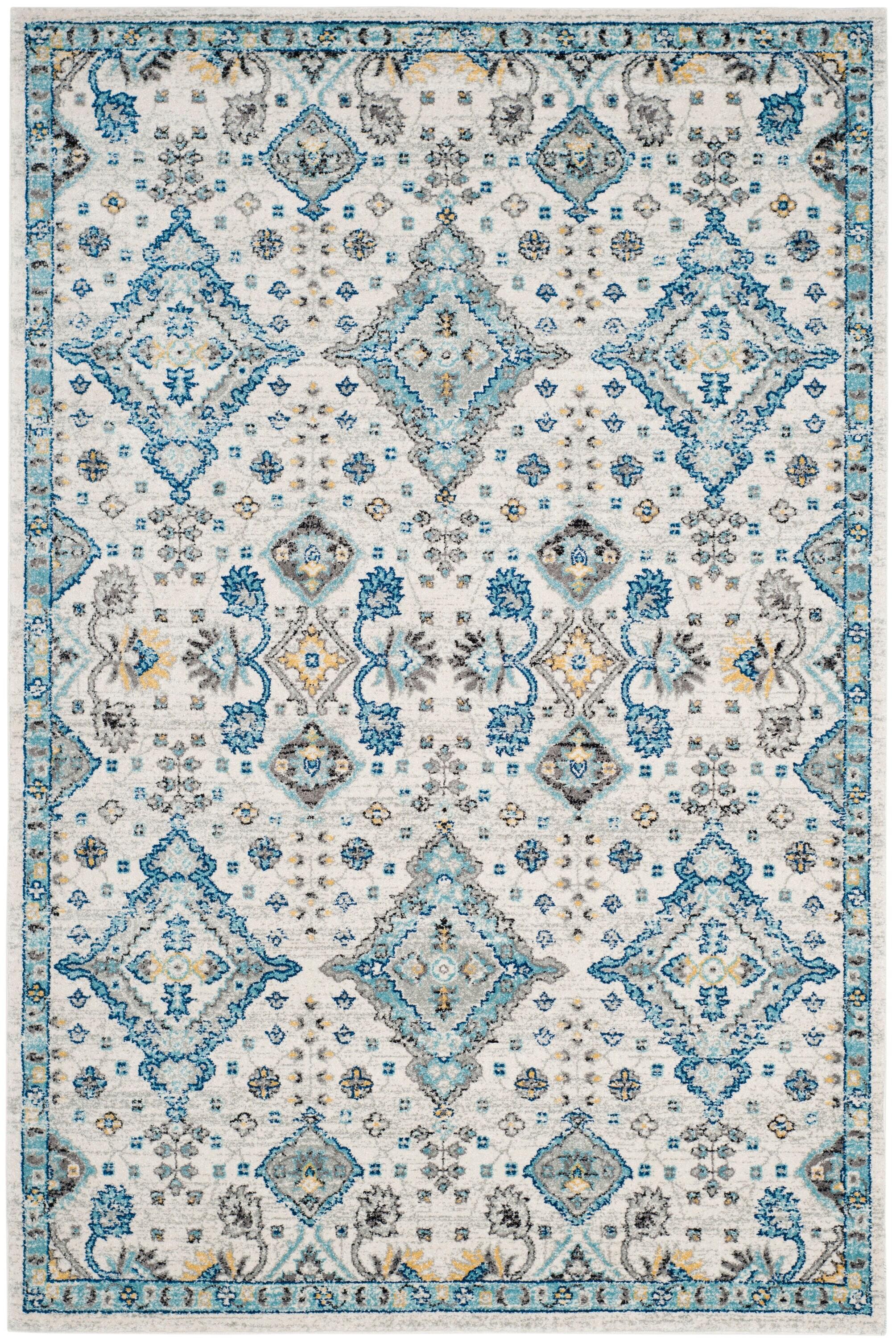 Evoke EVK224 Power Loomed Area Rug - Ivory/Light Blue - 4'x6' - Safavieh.