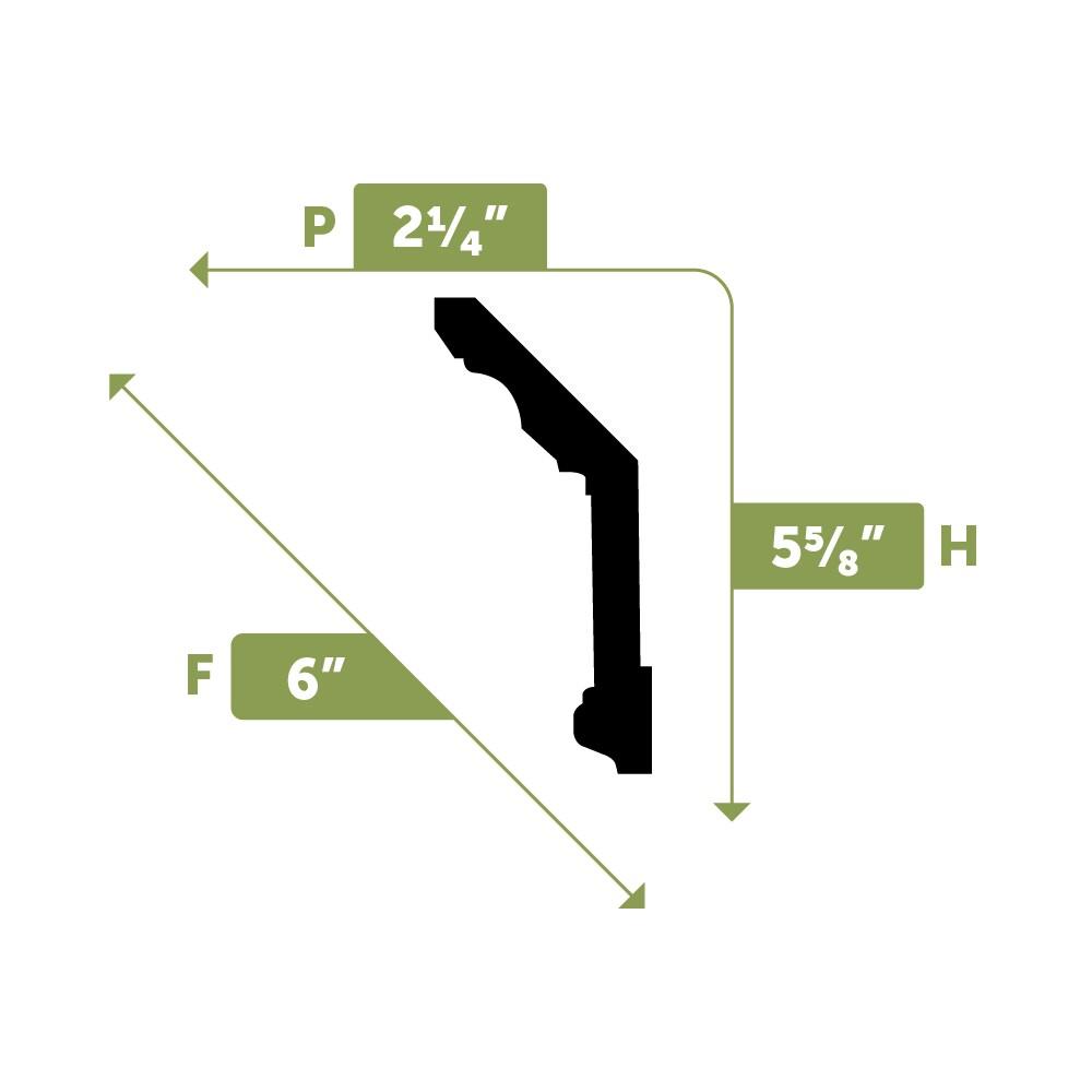 5 5/8"H x 2 1/4"P x 6"F x 94 1/2"L Floral Crown Moulding