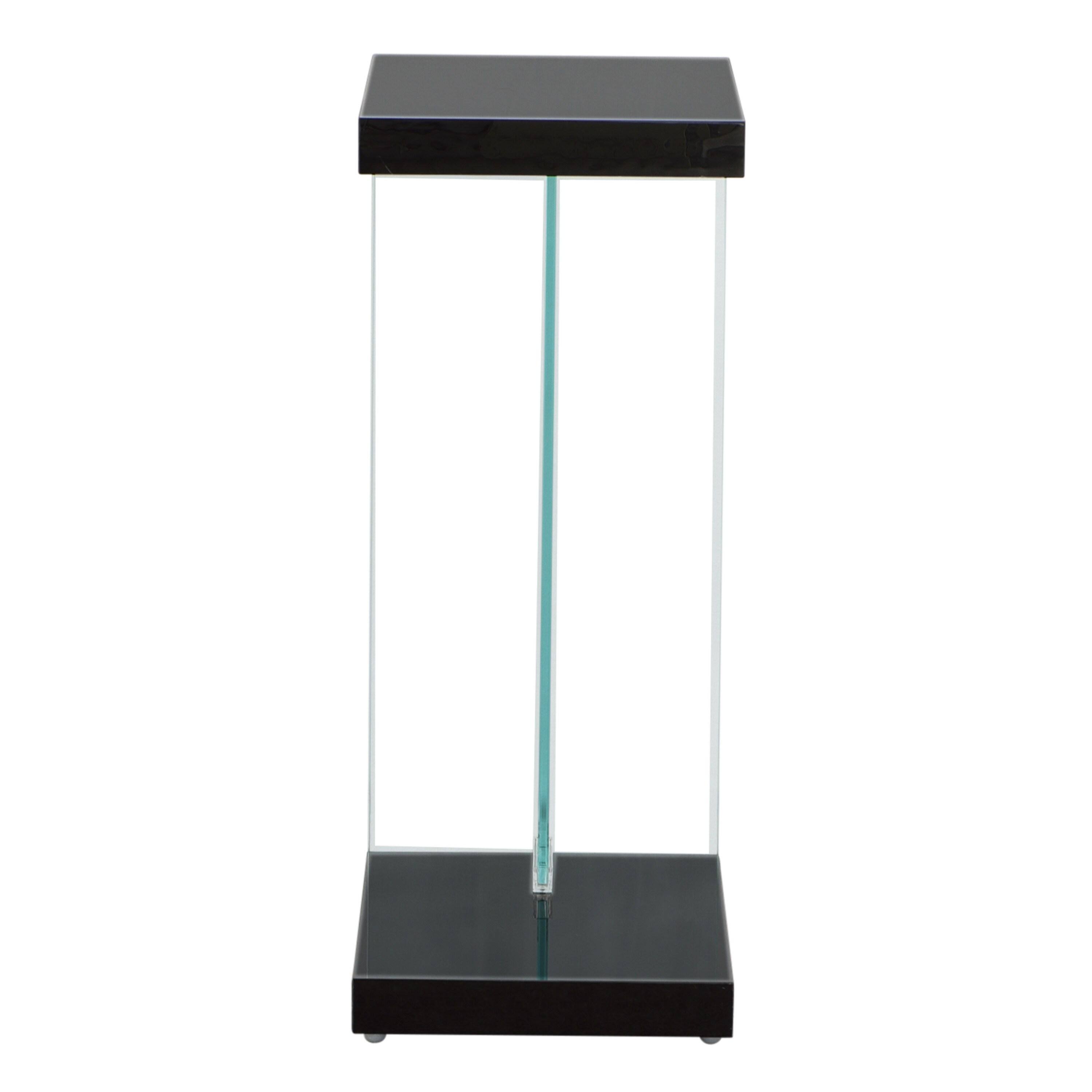 Elaina Chair Side End Table Black - Steve Silver Co.: Modern Rectangular Accent Table, Tempered Glass Frame, 2 Shelves