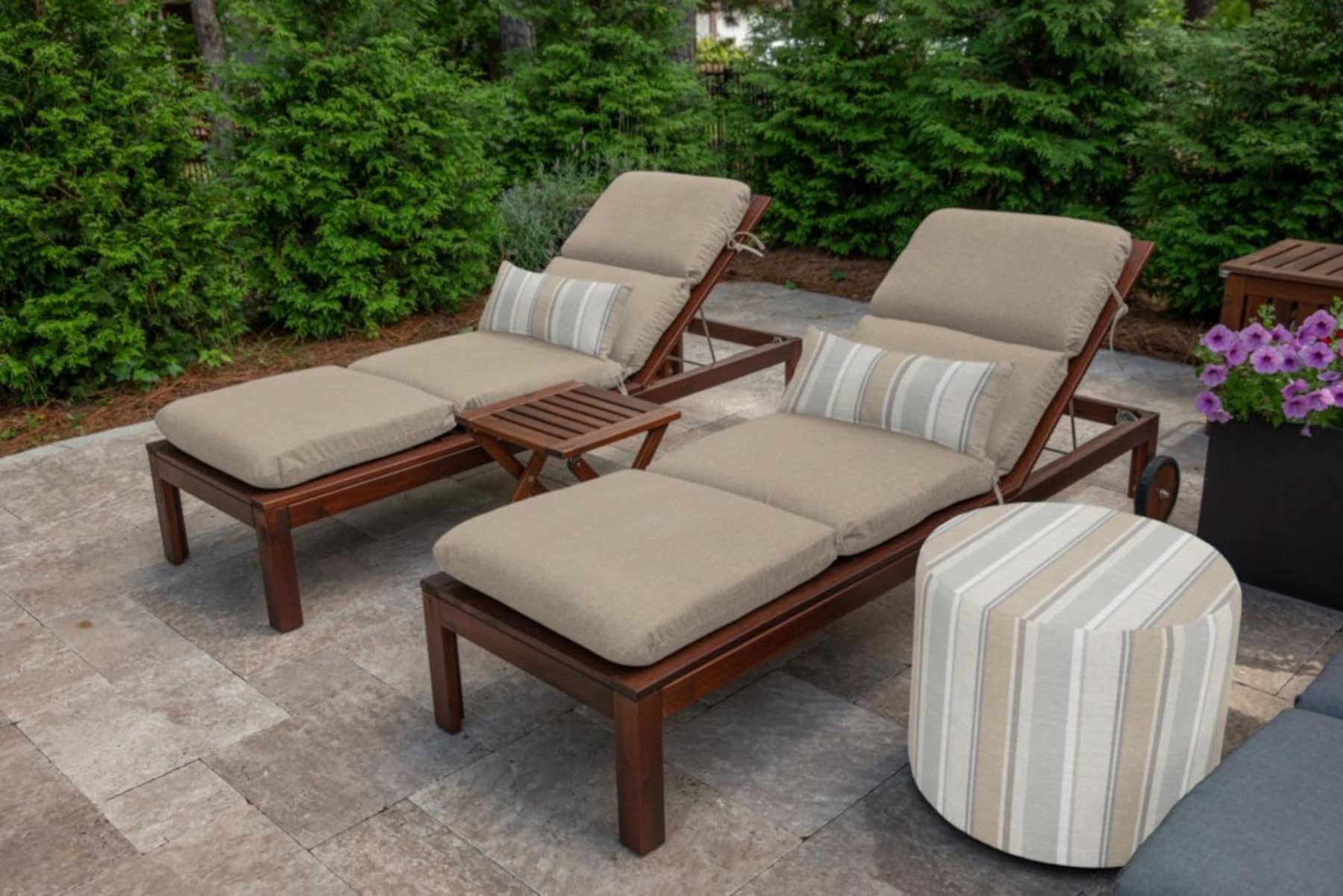 Casual Cushion Solid Sunbrella® Fabric 1-Piece Outdoor Chaise Cushion, 22.5"W x 74"L, Cast Ash