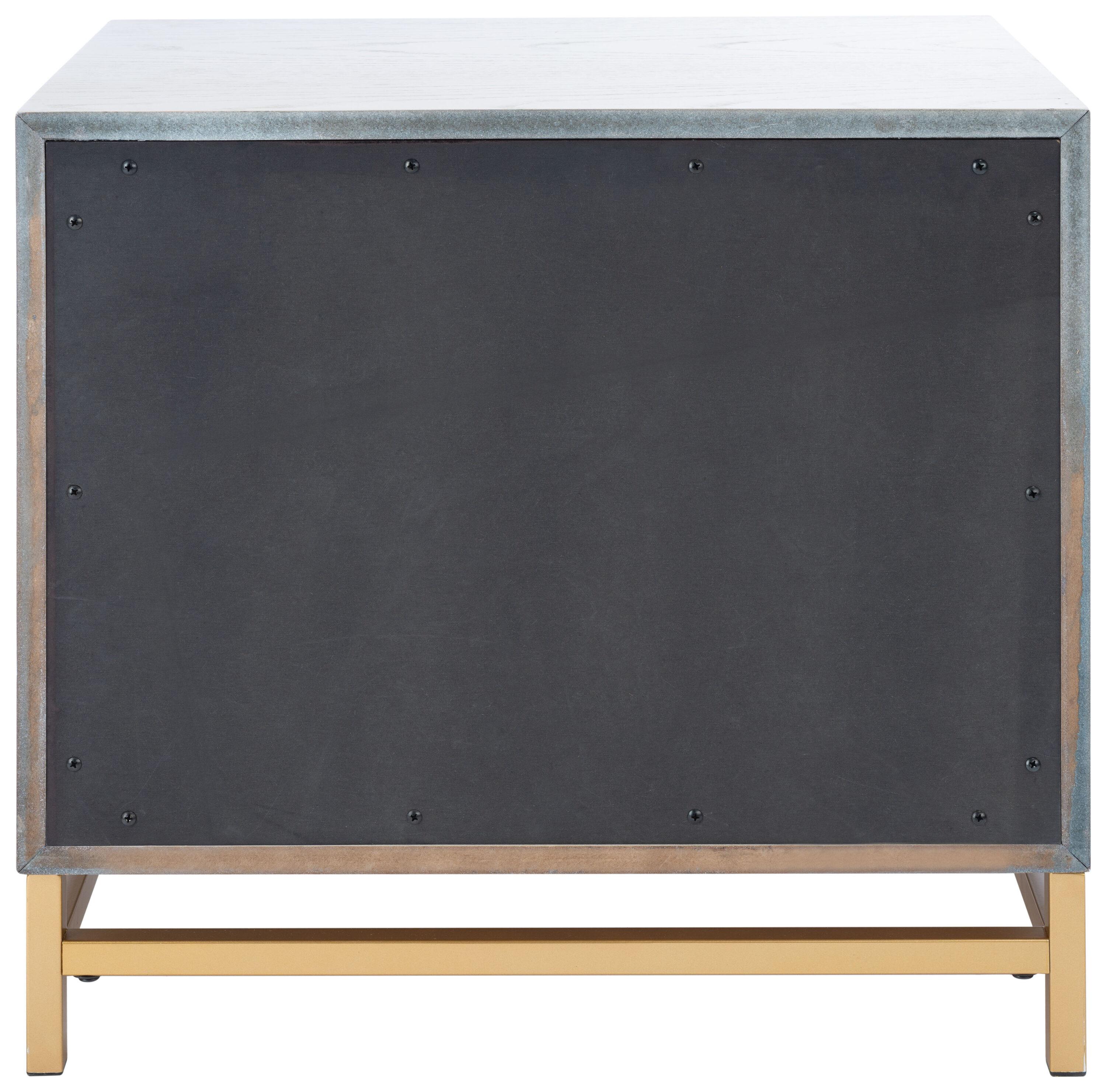 Fenno 2 Drawer Nightstand - NST6401 - White Washed/Brass - Safavieh
