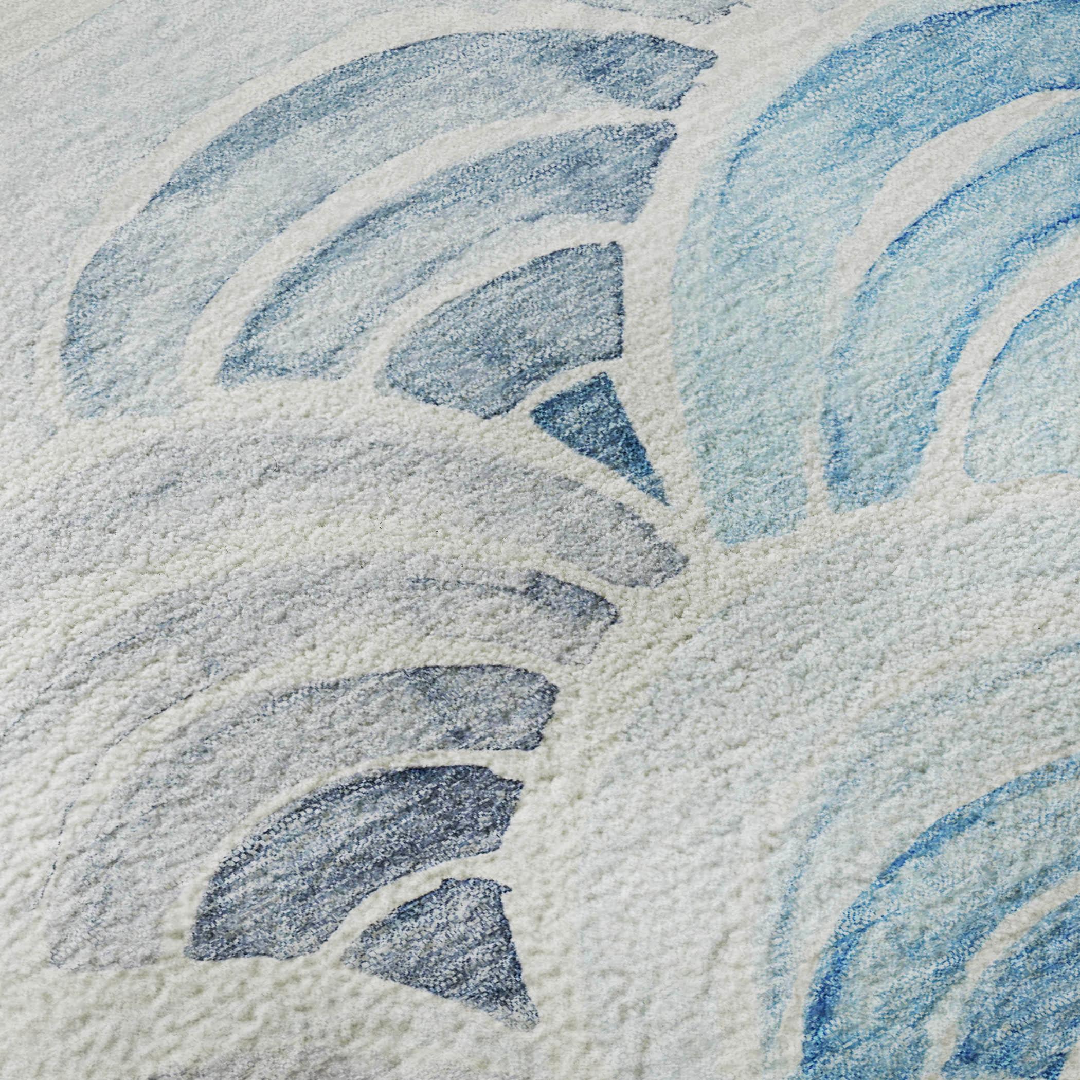 Blue Rectangular Washable Synthetic Rug 2'6" x 3'10"