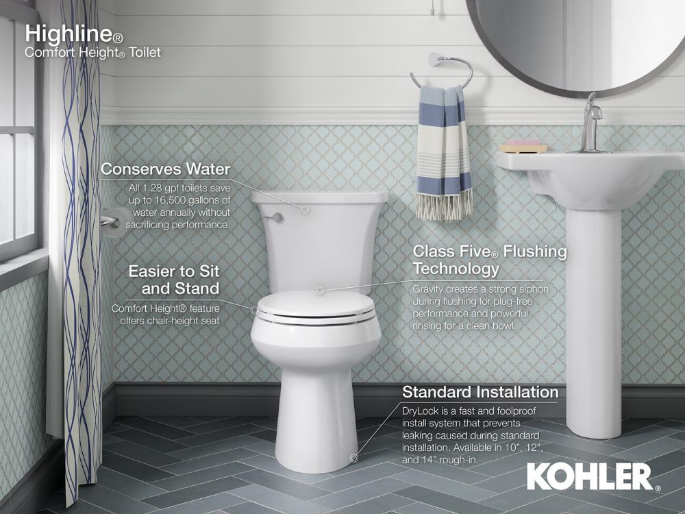 Highline Two-Piece Elongated 1.6 GPF Toilet with Pressure Lite Flush and Left-Hand Trip Lever