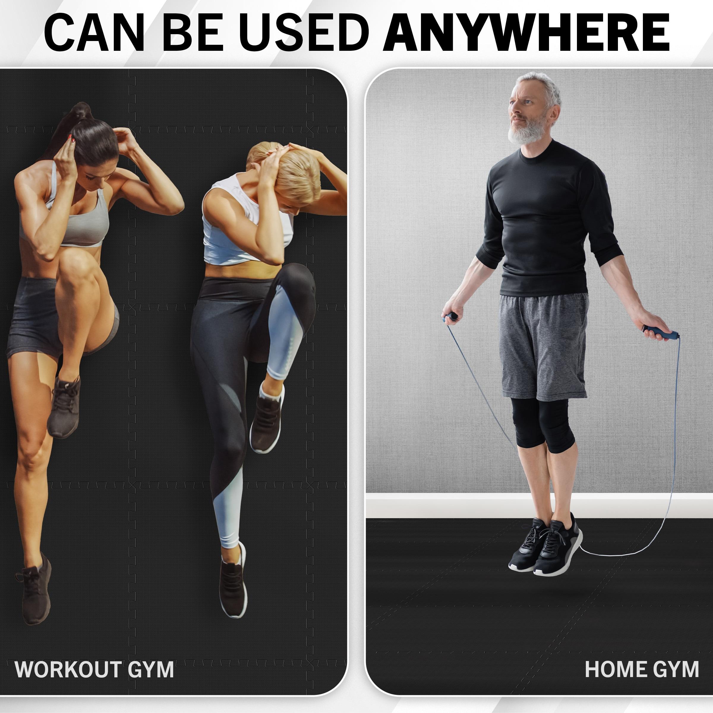 Fleming Supply Nonslip Interlocking Foam Floor Tiles – 24" x 24" x 0.375", Black, 6-Pack