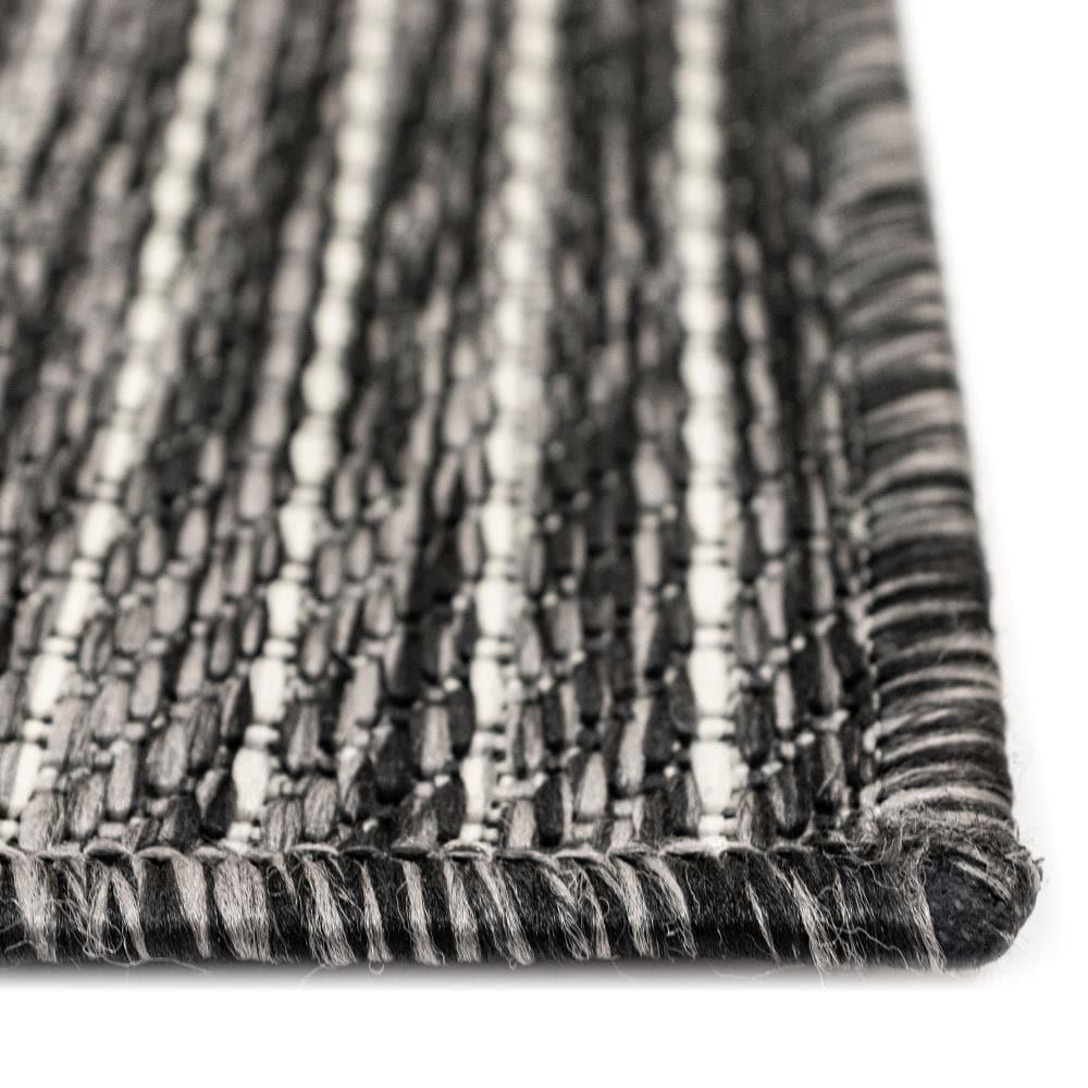 Liora Manne Carmel Texture Stripe Indoor/Outdoor Rug Black 1'11" x 4'11"