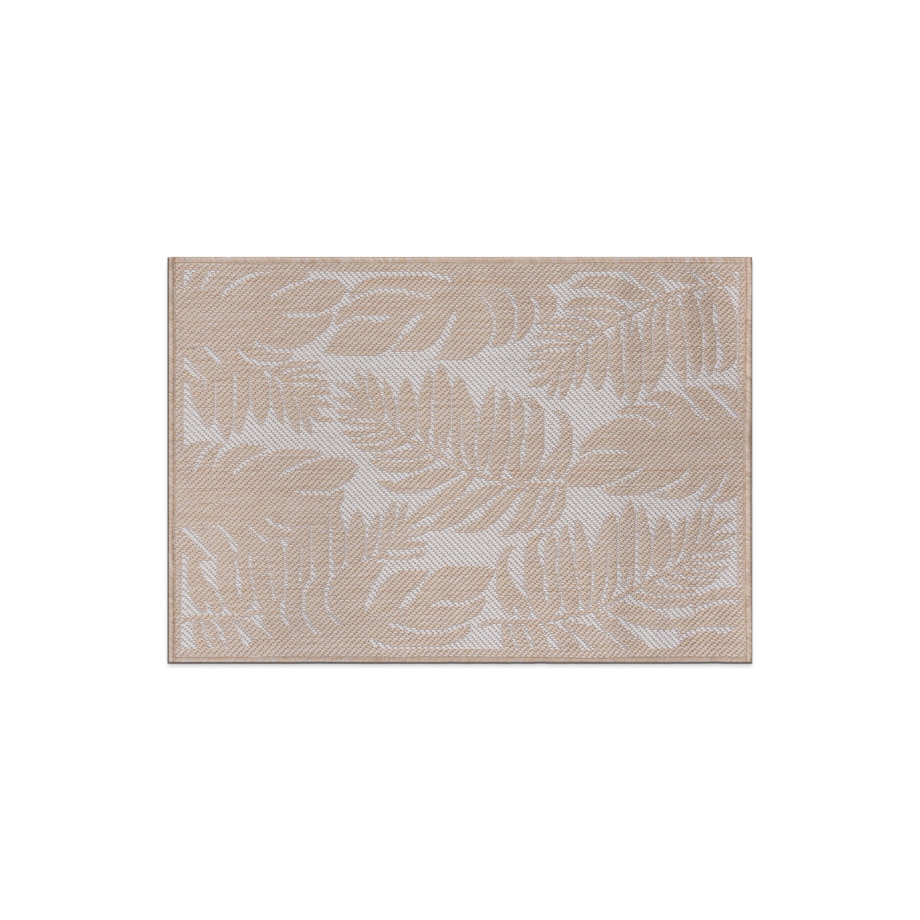 World Rug Gallery Floral Leaves Textured Flat Weave Indoor/Outdoor Area Rug - NATURAL 2'x3'
