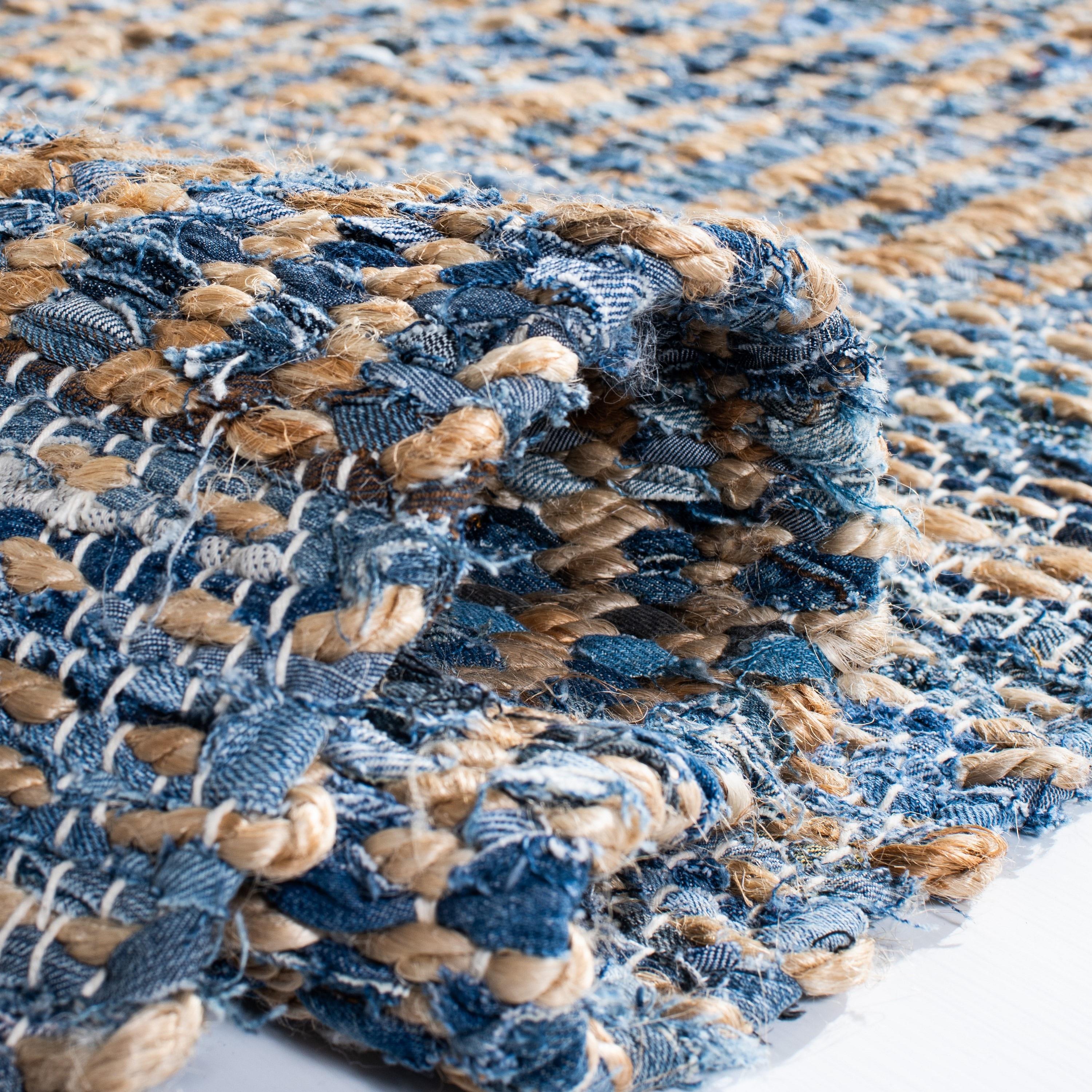 Cape Cod CAP353 Hand Woven Runner Rug - Natural/Blue - 2'3"x14' - Safavieh.
