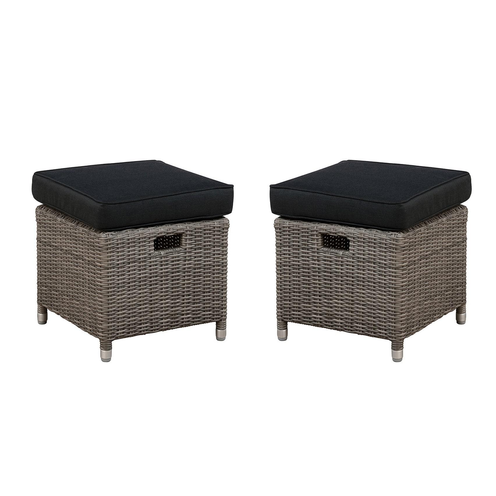 Monaco 3pc Set with 2 Seat Reclining Bench & 2 Ottomans - Gray - Alaterre Furniture: All-Weather Wicker, Aluminum Frame