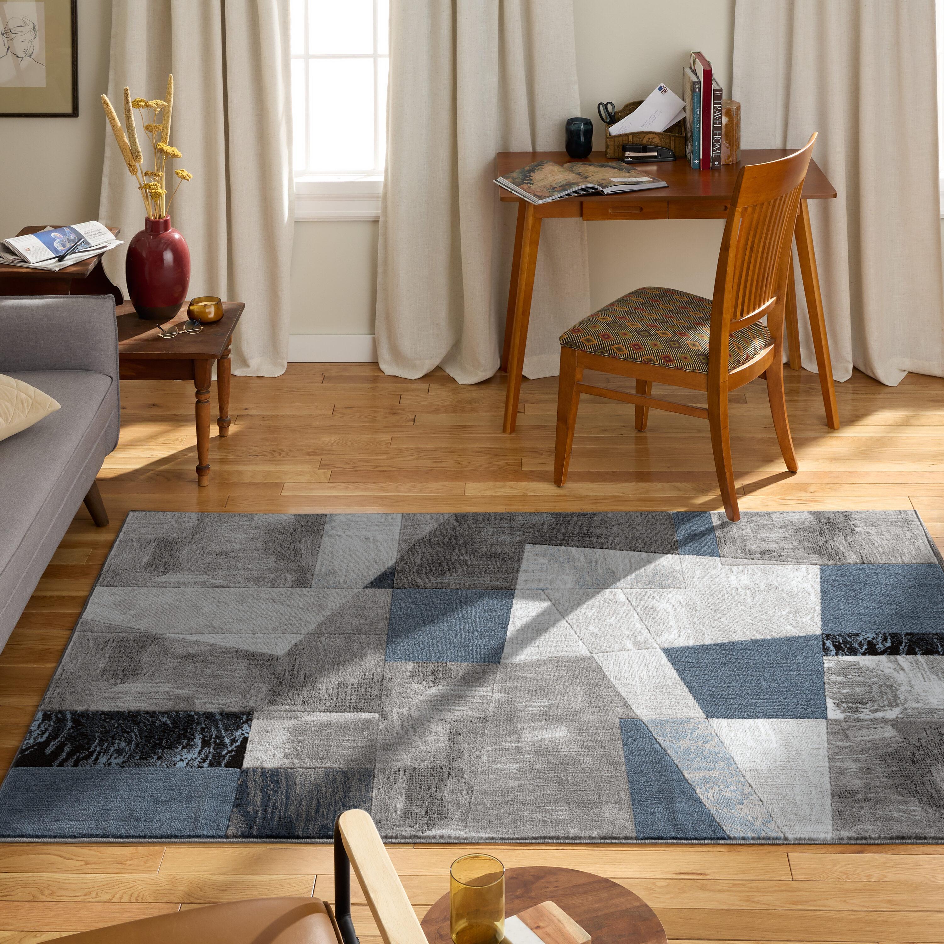 Home Dynamix Catalina Bismark Contemporary Geometric Area Rug, Grey/Blue, 5'3"x7'2"