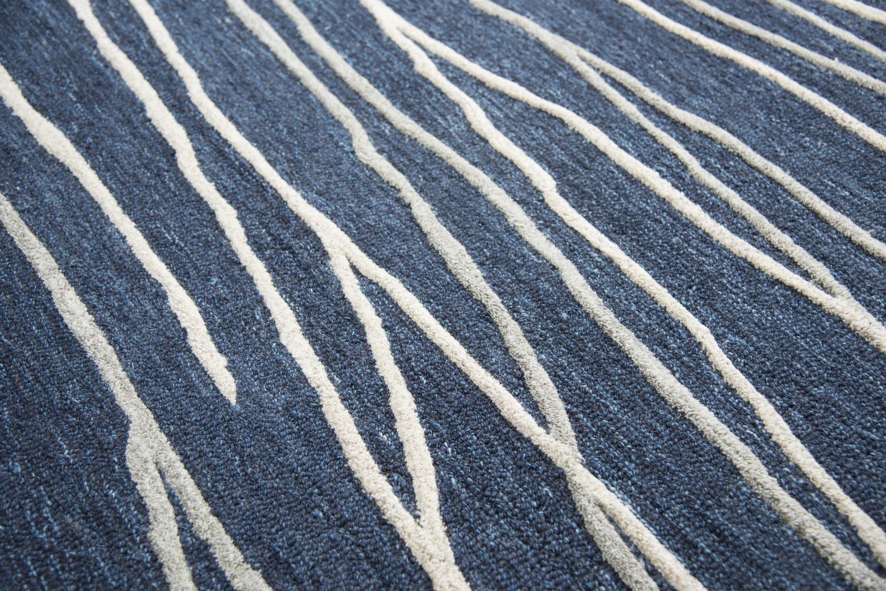 Rizzy Home Hand-tufted Idyllic Navy Wool Lines Area Rug - 8' x10'