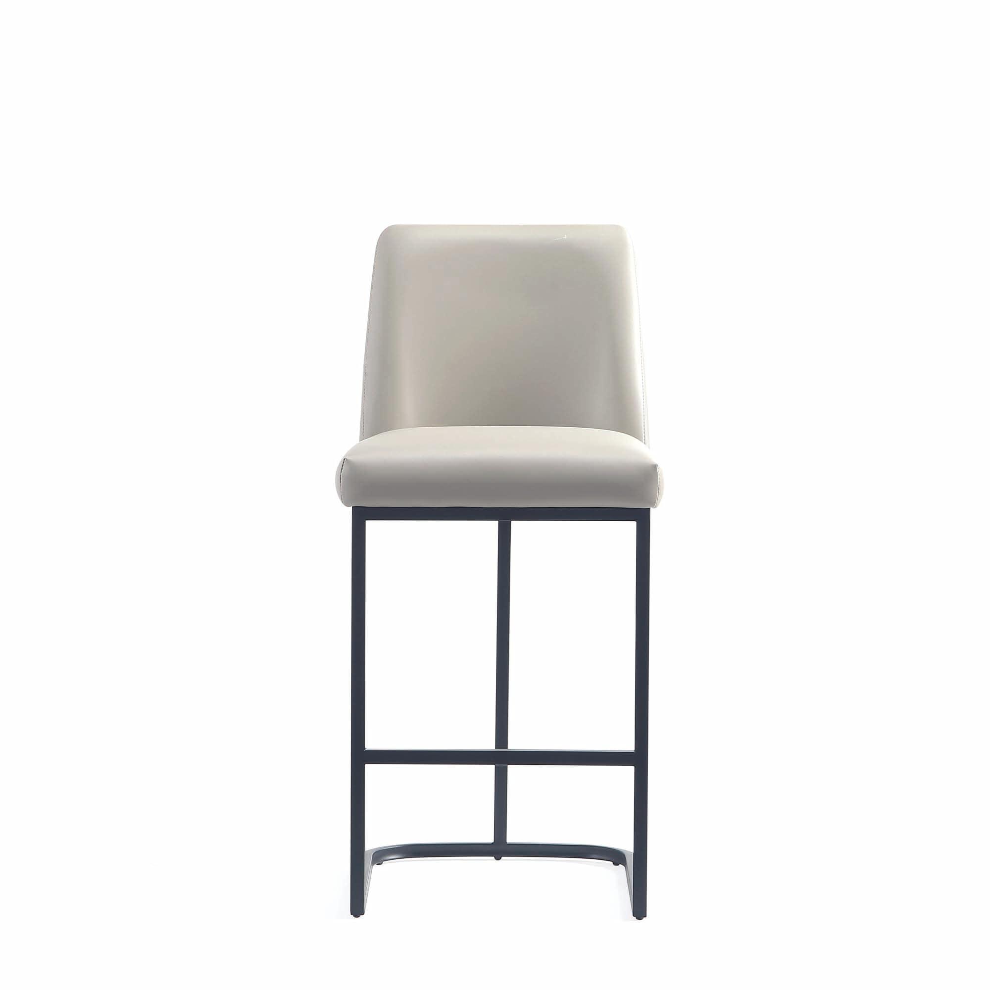 Manhattan Comfort Serena Leatherette Upholstered Metal Counter Height Barstool Light Gray: Modern Sled Base, Padded Back, Footrest