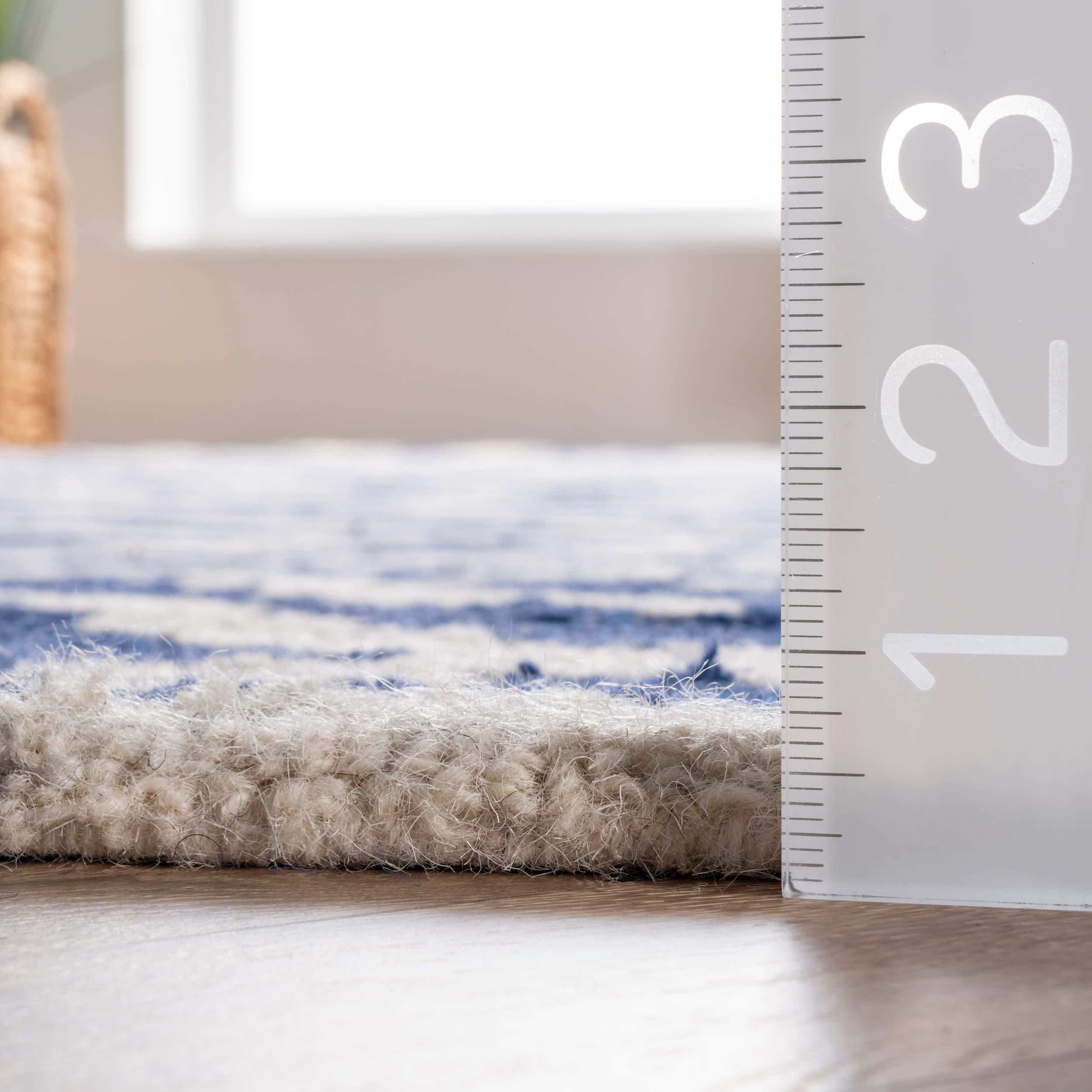 Nuloom Kellee Geometric 3x5 Wool Accent Indoor Area Rug for Living Room Bedroom Dining Room Entryway Kitchen, Navy/White