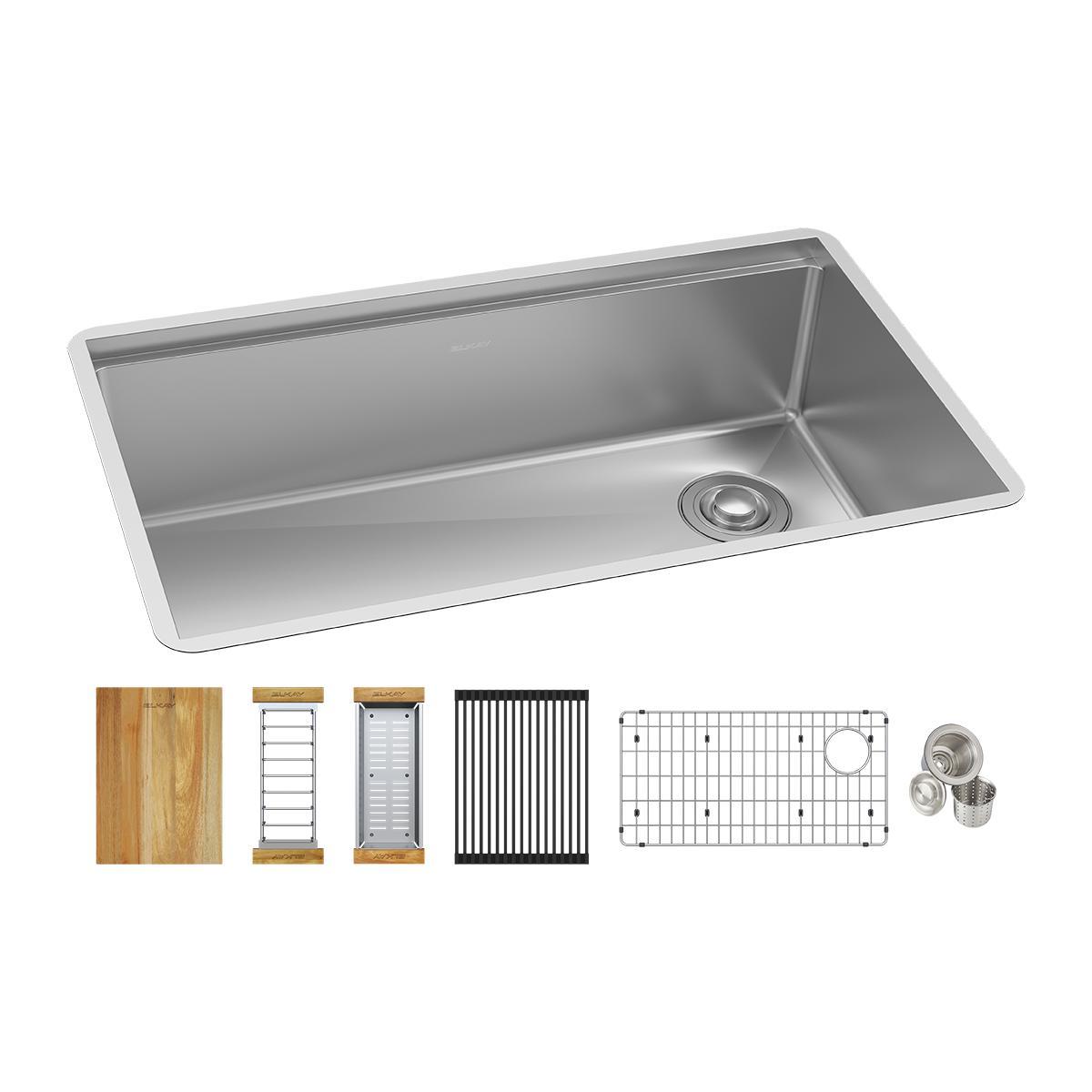 Crosstown Workstation 32" L x 19" W Undermount Kitchen Sink with Accessories