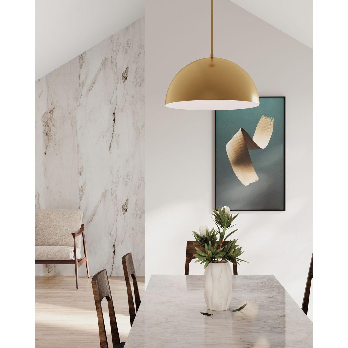 Perimeter Collection One-Light Brushed Gold Mid-Century Modern Pendant with metal Shade