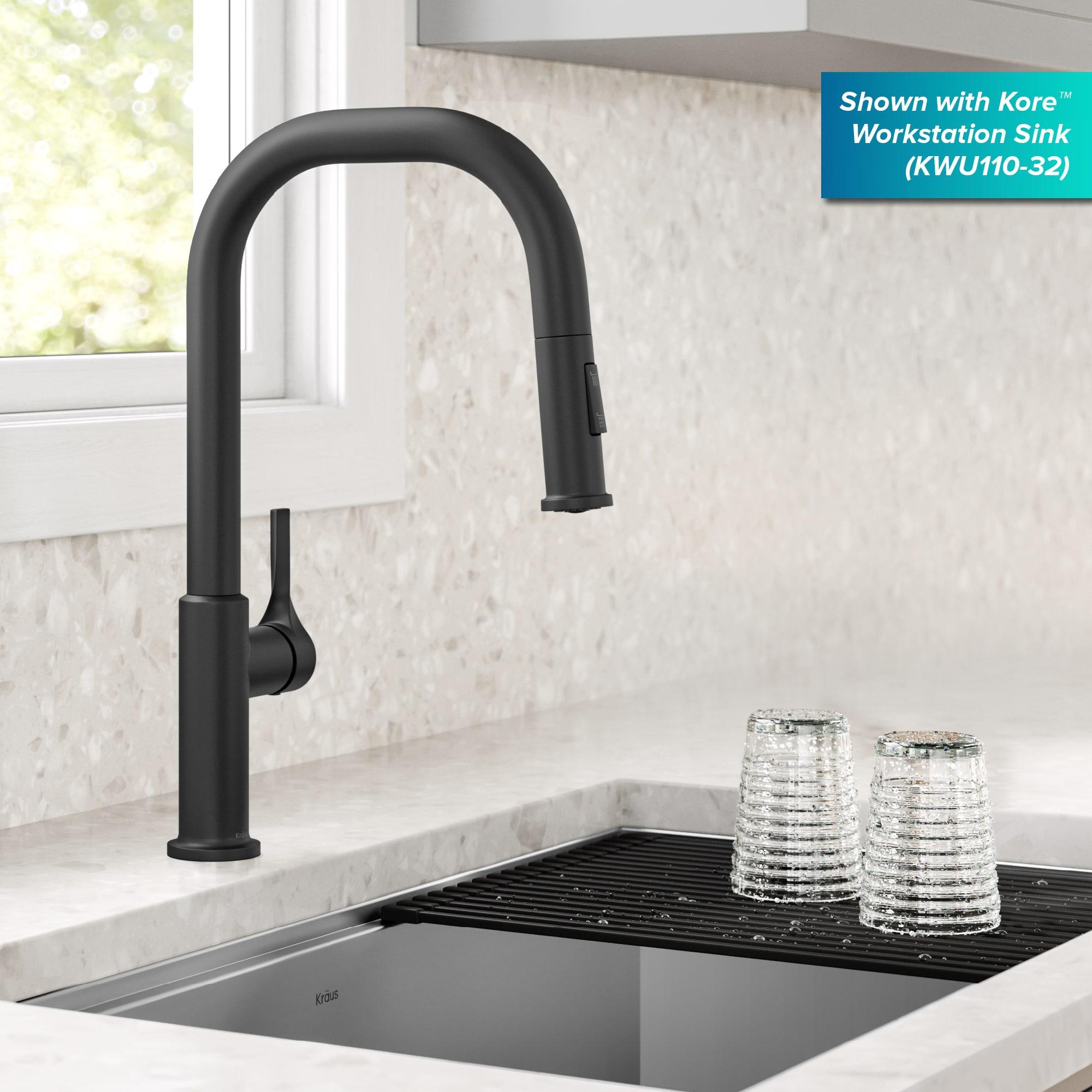 Matte Black Metal Single Handle Pull-down Kitchen Faucet with Sprayer