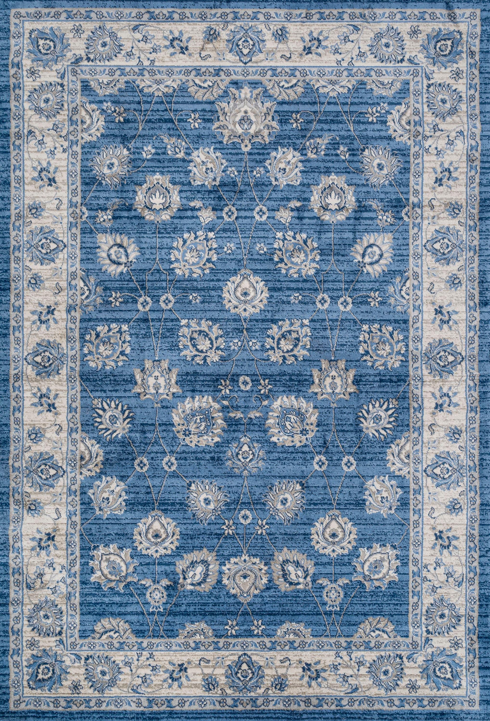 5' X 8' Modern Persian Vintage Moroccan Traditional Area Rug, Blue/Ivory - JONATHAN Y