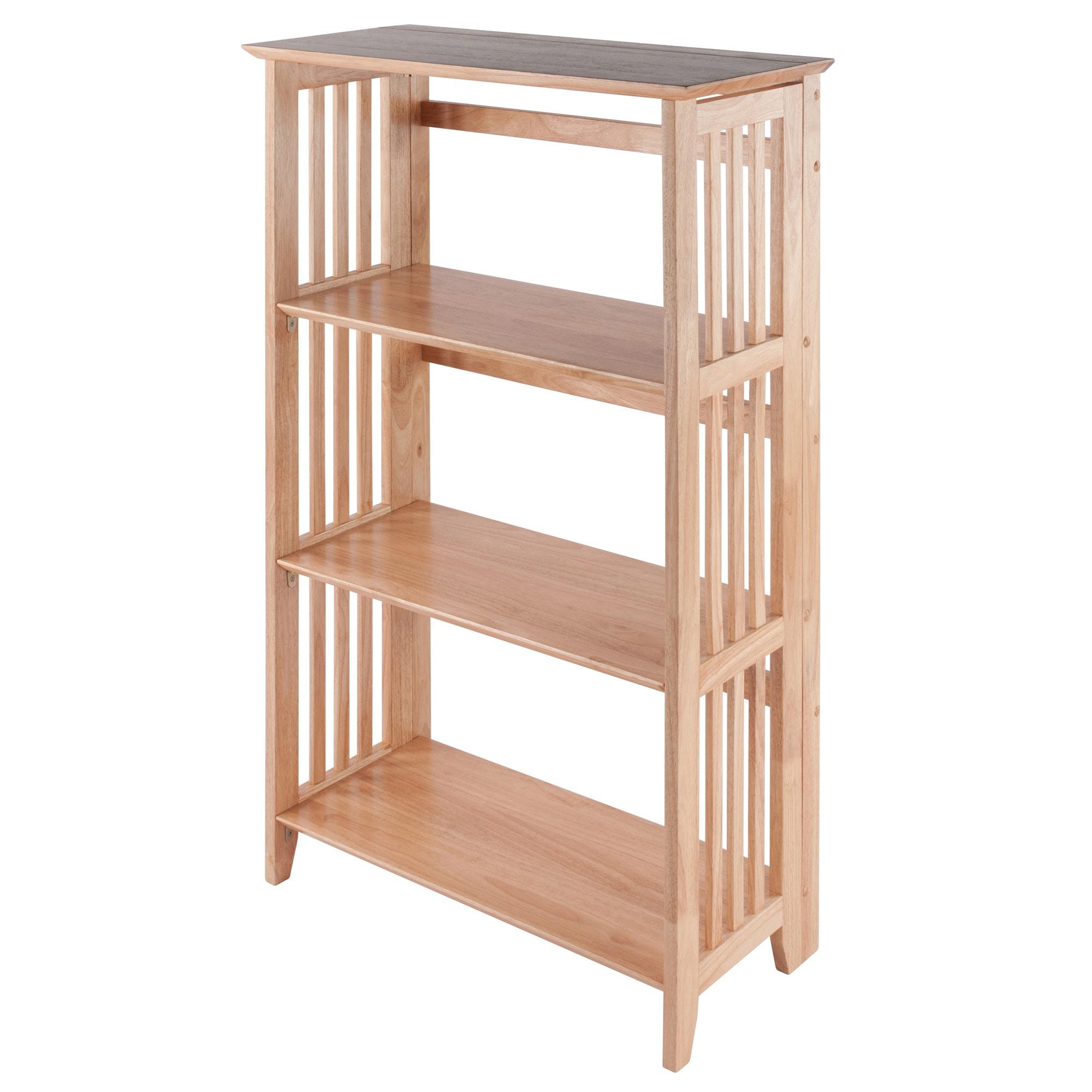 42" 4 Tier Foldable Bookshelf Natural - Winsome: Beech Wood, Slatted-Side, Home Office Storage