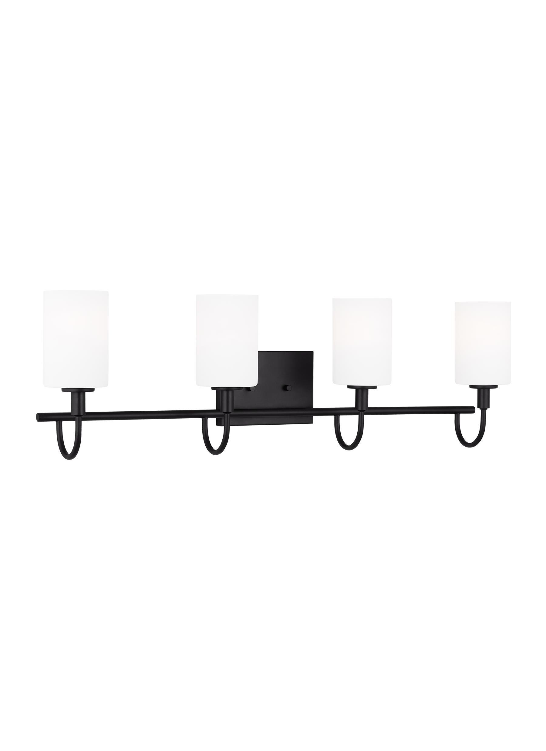 Alvin 4-Light Midnight Black Vanity with Etched White Glass