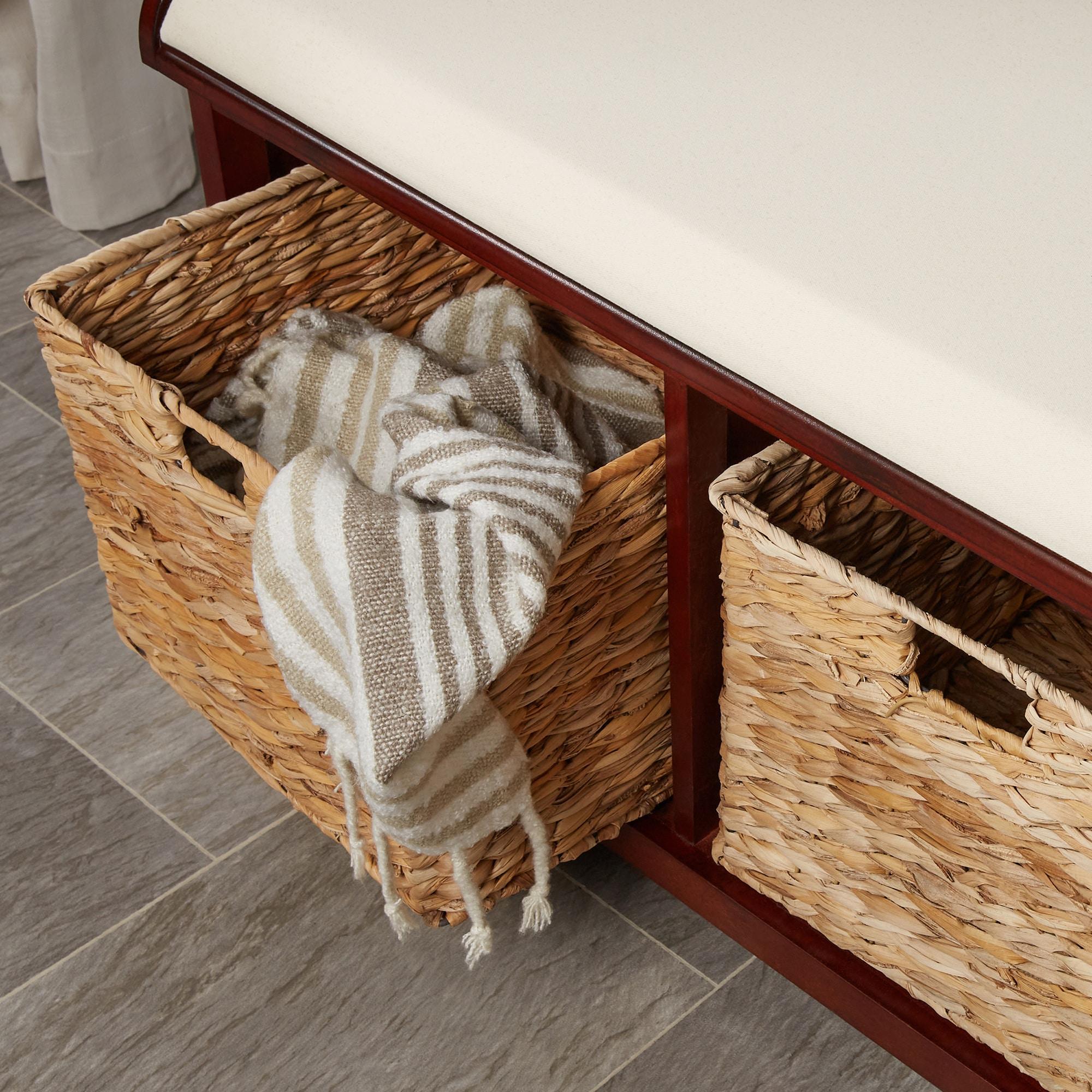 Freddy Wicker Storage Bench - Cherry - Safavieh