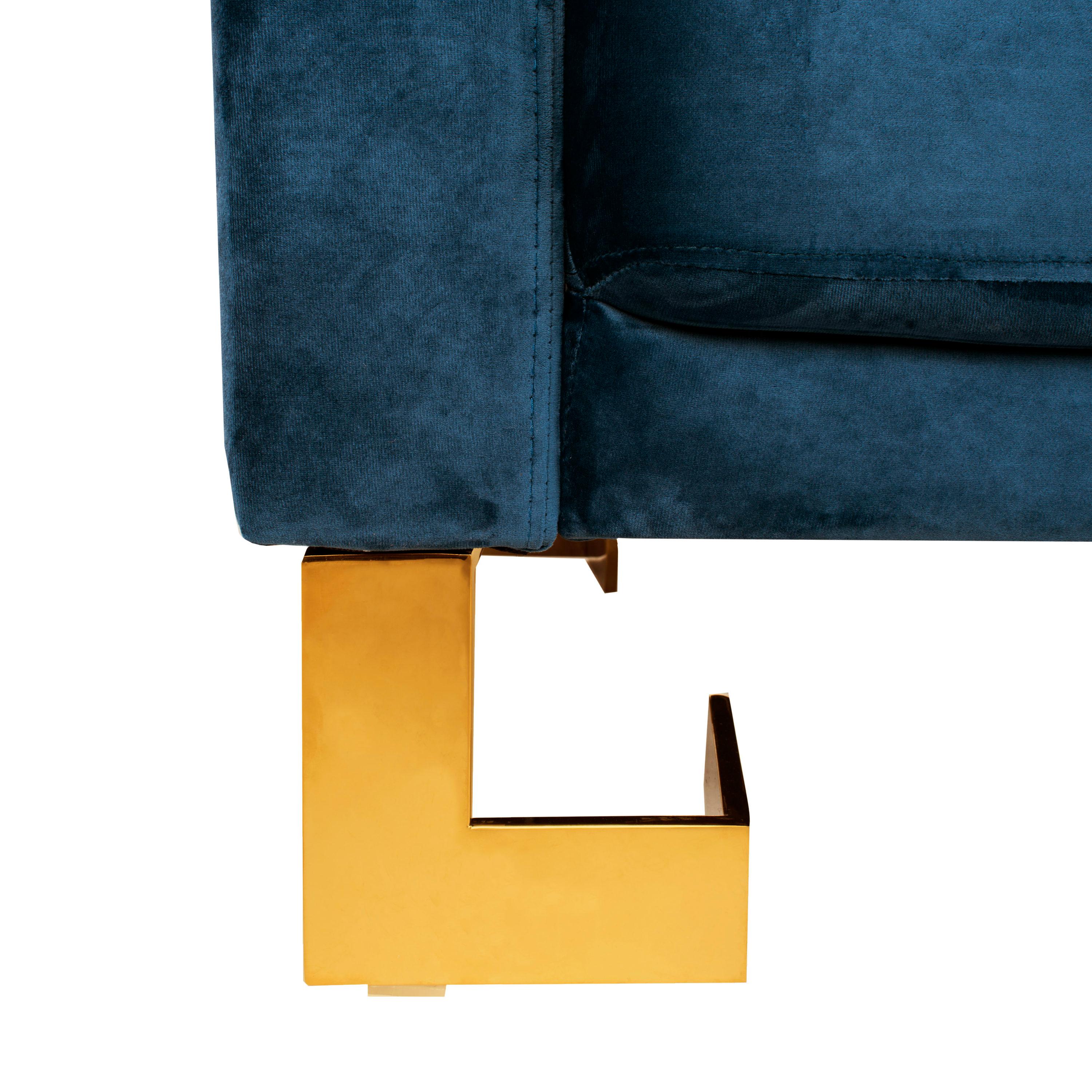 Tribeca Foldable Futon Bed - Navy/Brass - Safavieh