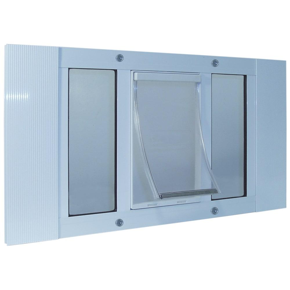Ideal Pet Products Aluminum Sash Window Pet Door, Adjustable to Fit Window Widths from 27" to 32", Medium 7” x 11-1/4” Flap Size
