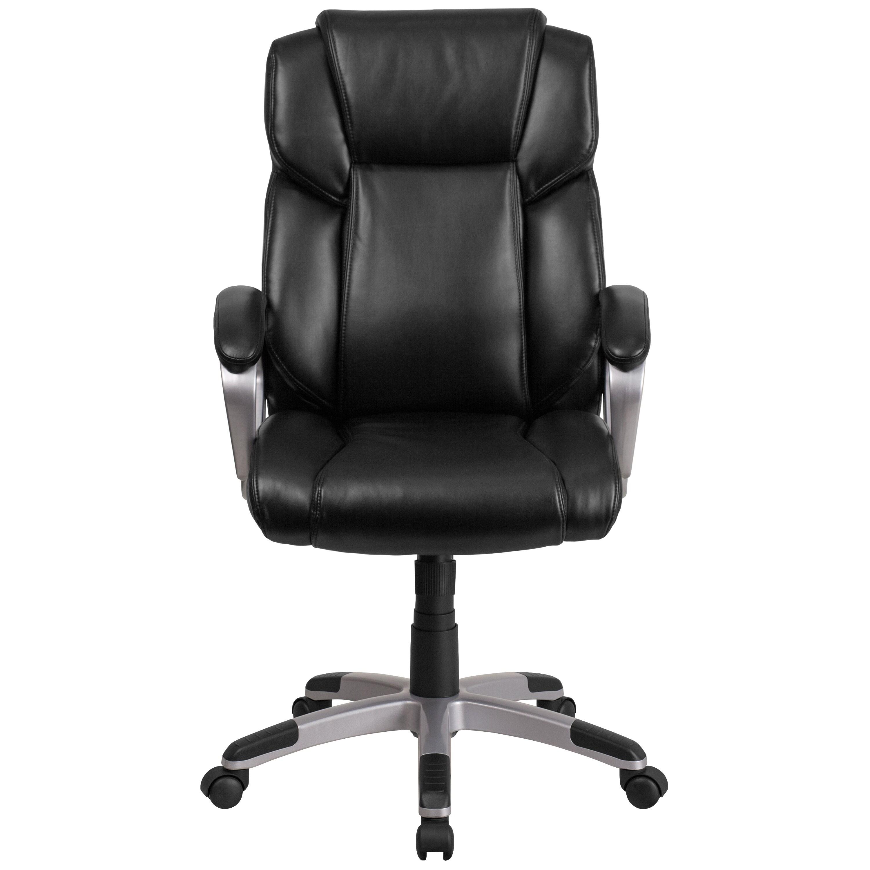 Flash Furniture Mid-Back Black LeatherSoft Executive Swivel Office Chair with Padded Arms