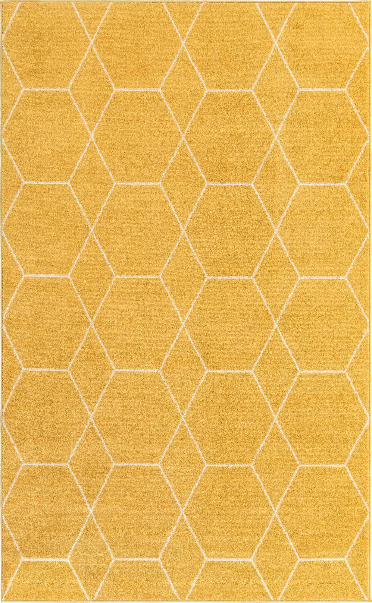 Unique Loom 5' 0 x 8' 0 Trellis Frieze Geometric Yellow Area Rug