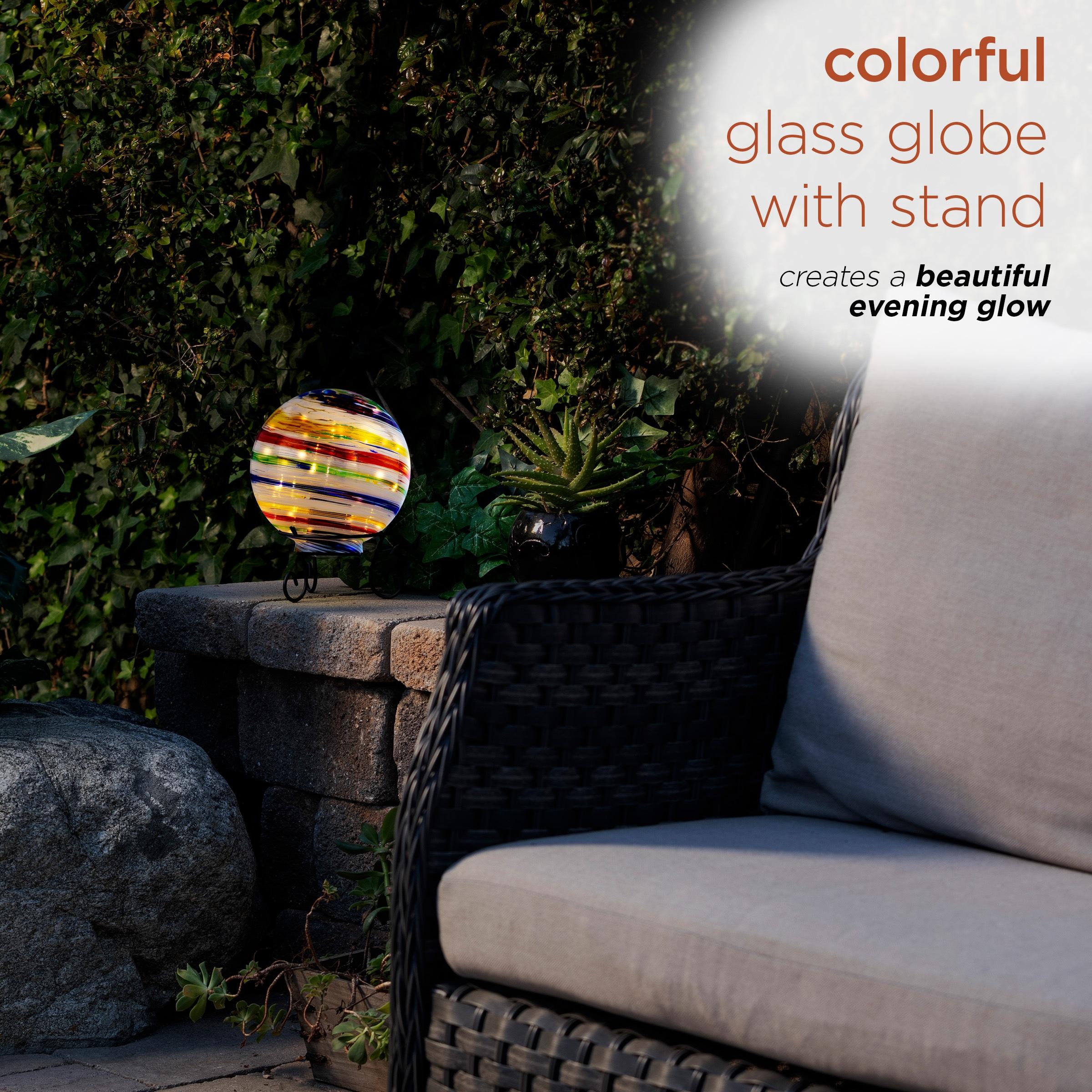 Alpine Corporation 10" Light up Glass Gazing Balls, Multicolor