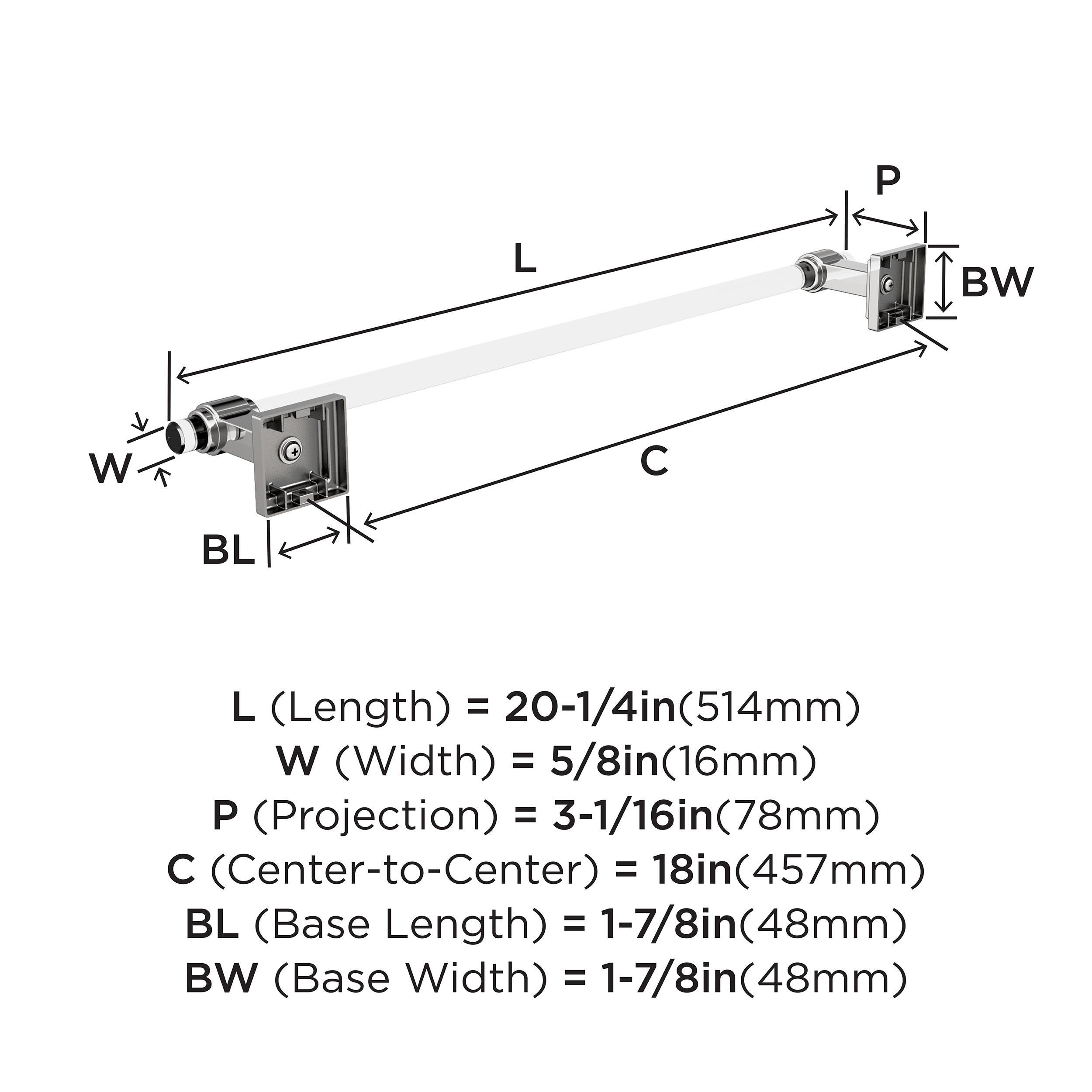 Amerock Glacio Clear/Chrome 18 inch (457mm) Towel Bar