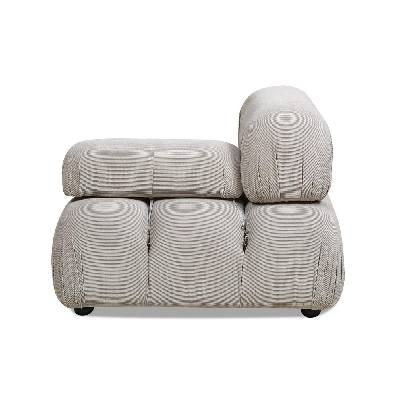 Pebble Gray Corduroy 36" Modular Accent Chair with Wood Frame