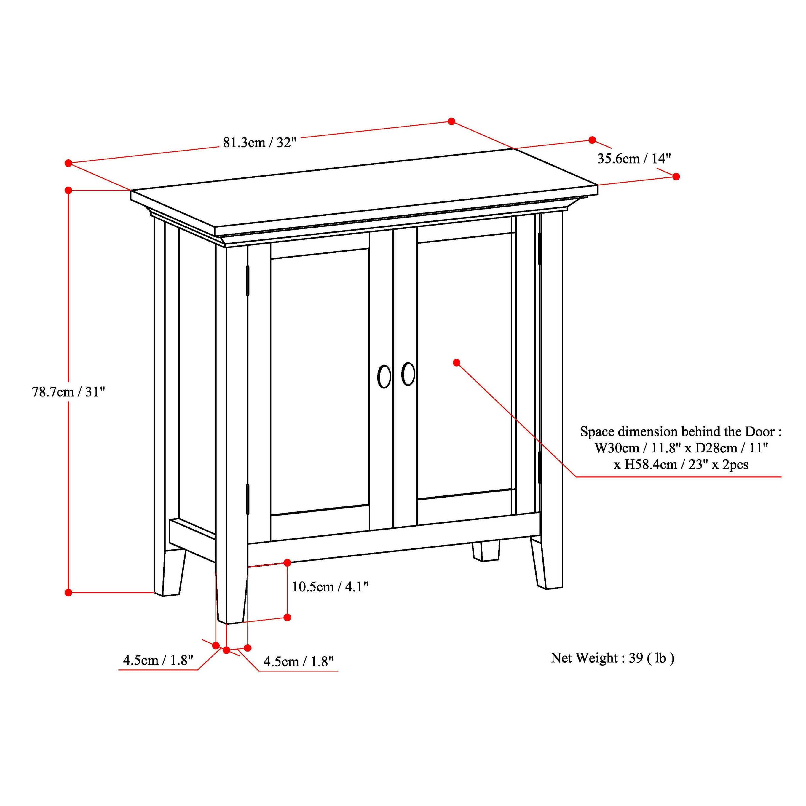 Simpli Home Redmond Wood 32" Transitional Low Cabinet in Rustic Natural Brown