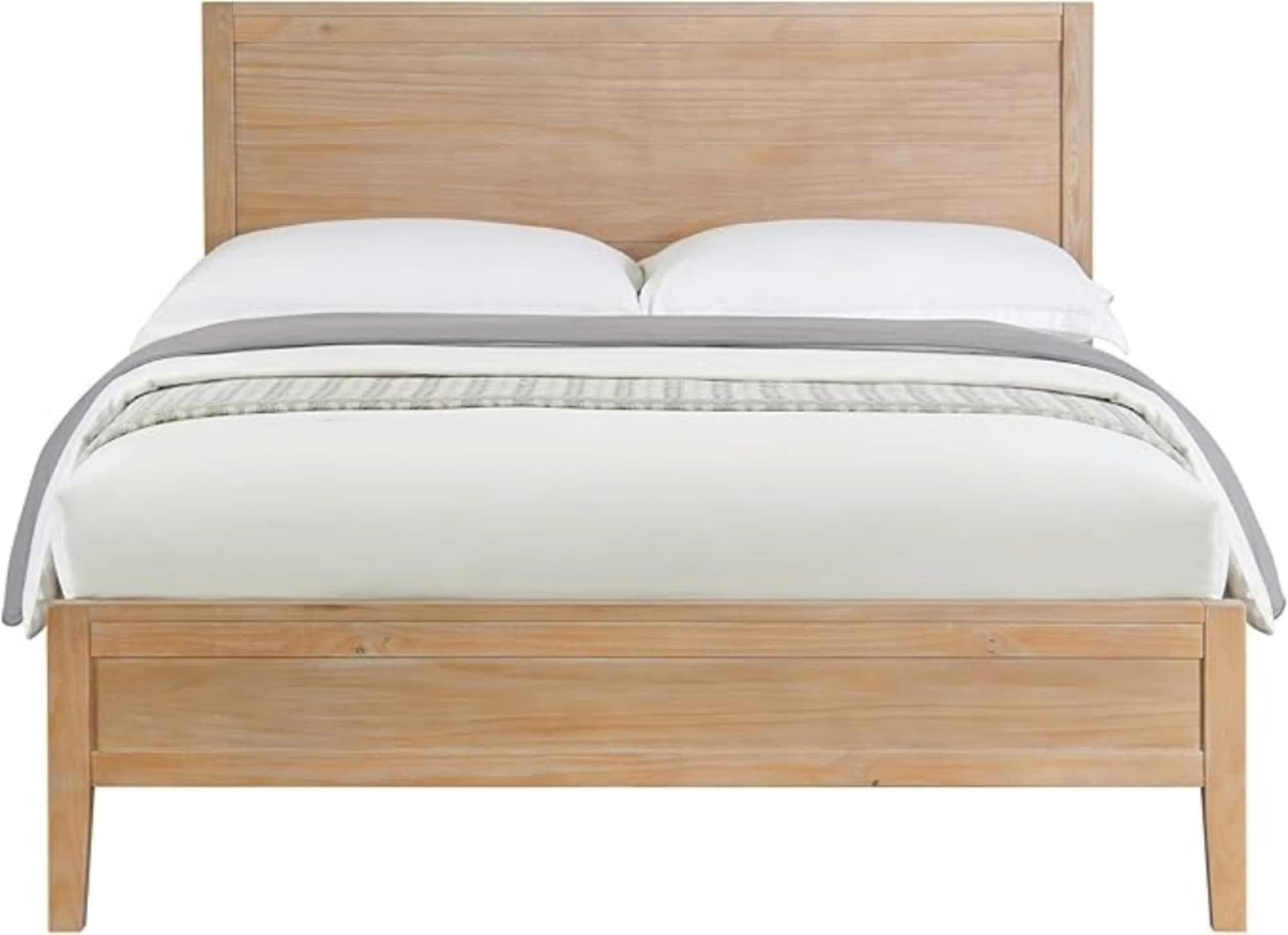 Arden 5-Piece Bedroom Set - Queen Bed, Two 2-Drawer Nightstands, 5-Drawer Chest, 6-Drawer Double Dresser, Solid Pine Wood, Light Driftwood Finish, Modern Rustic Style