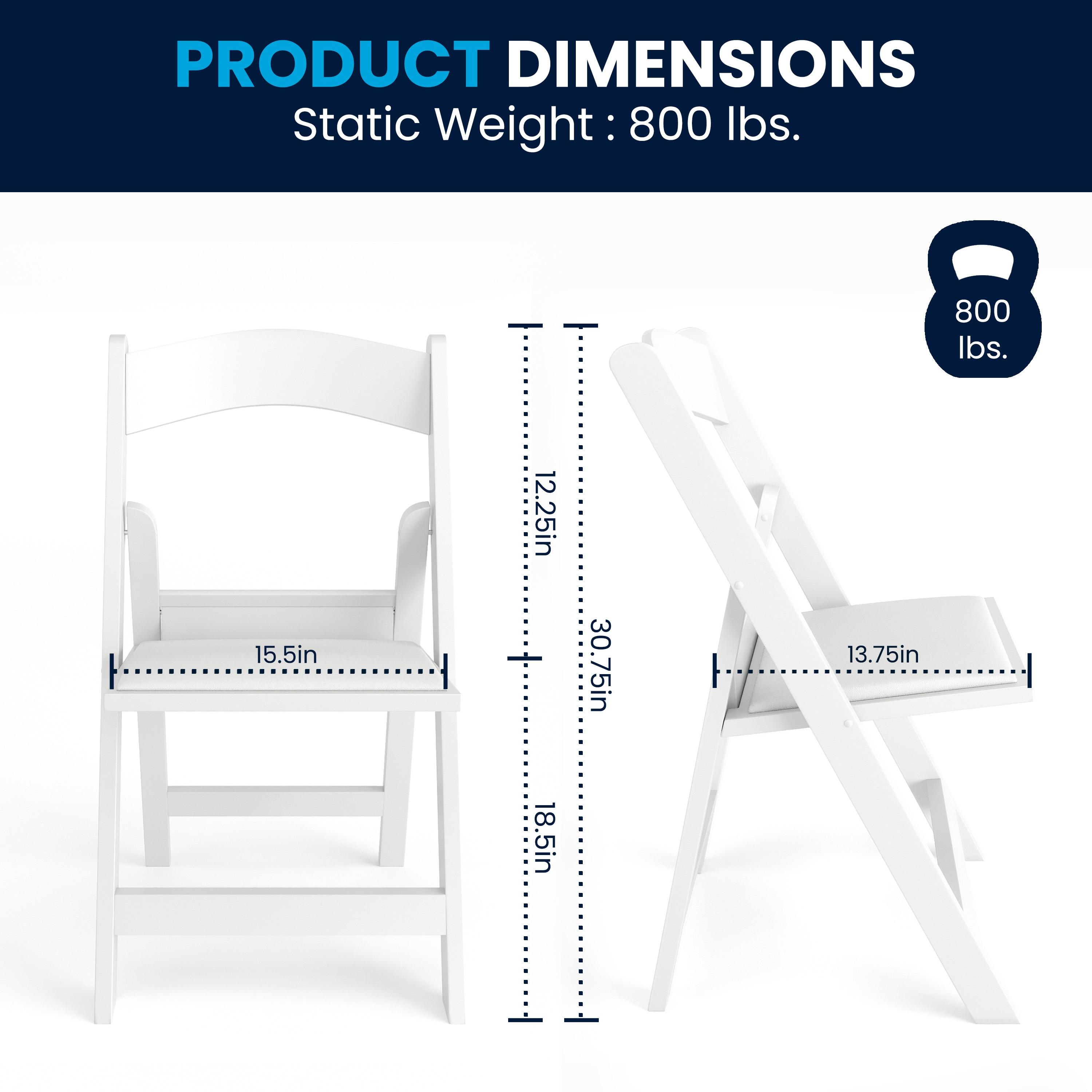 Hercules Resin Folding Chair - 800LB Weight Capacity Event Chair (Set of 2)