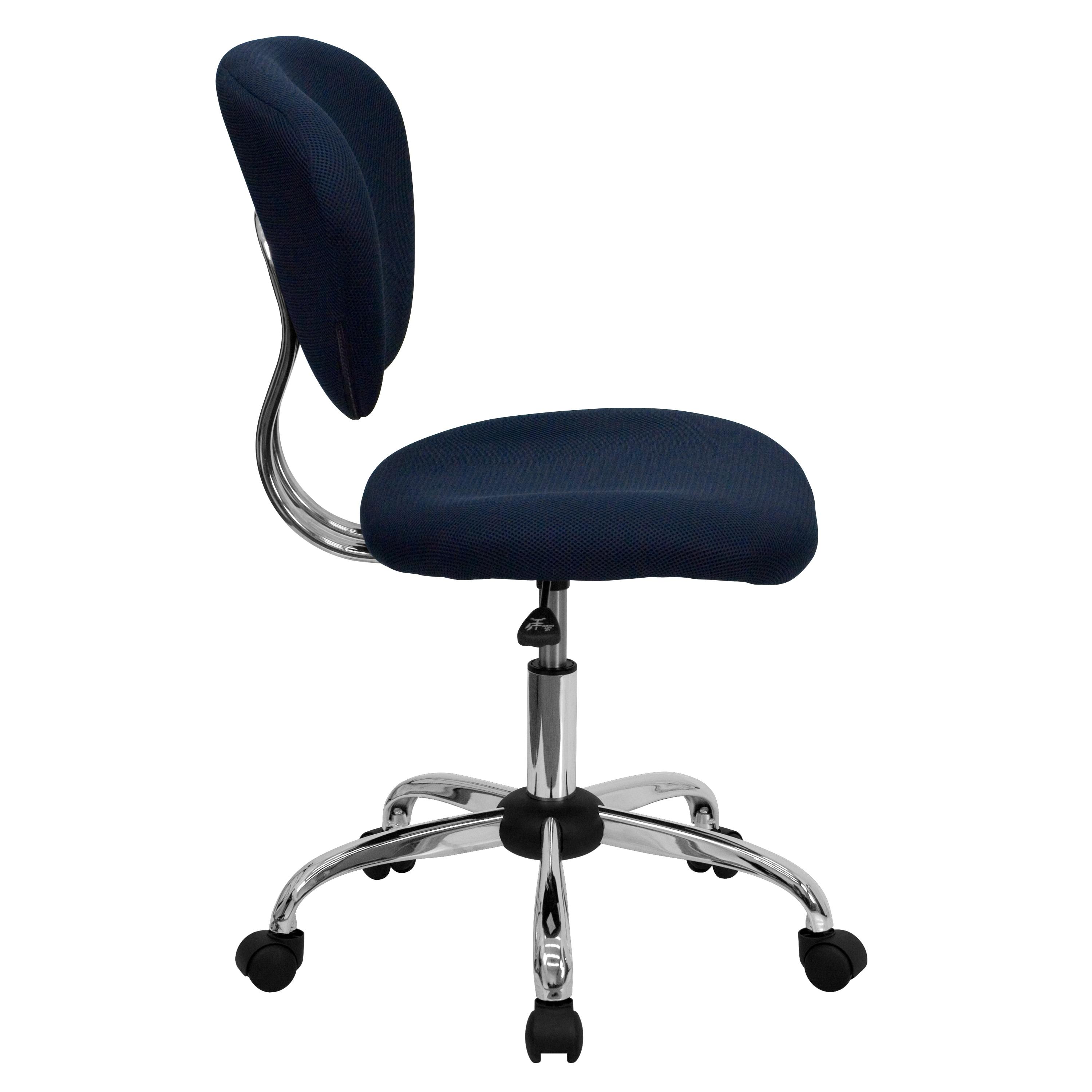 Flash Furniture Mid-Back Navy Mesh Padded Swivel Task Office Chair with Chrome Base