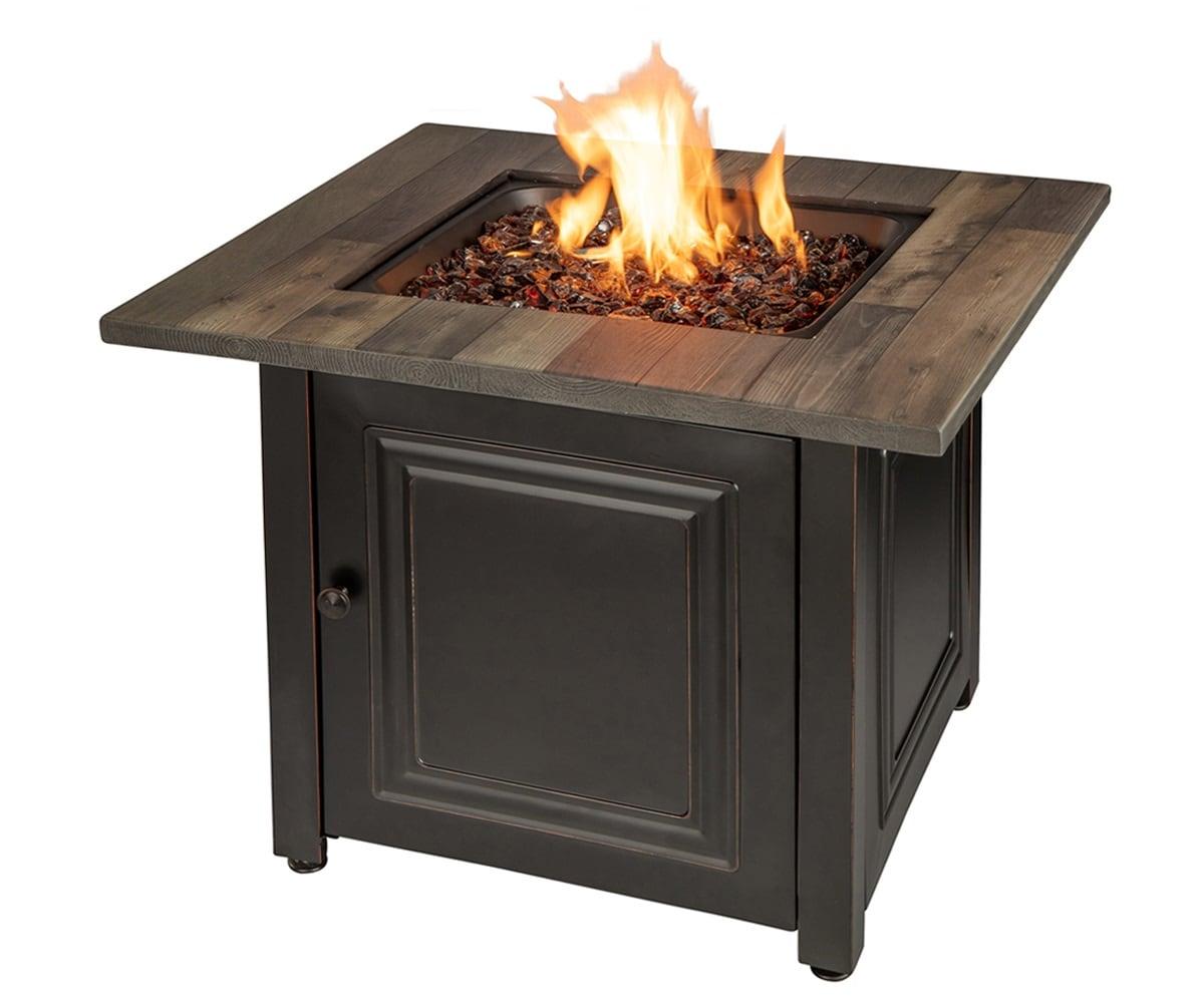 Burlington by Endless Summer, 30" Square LP Gas Outdoor Fire Pit with Faux Wood Mantel