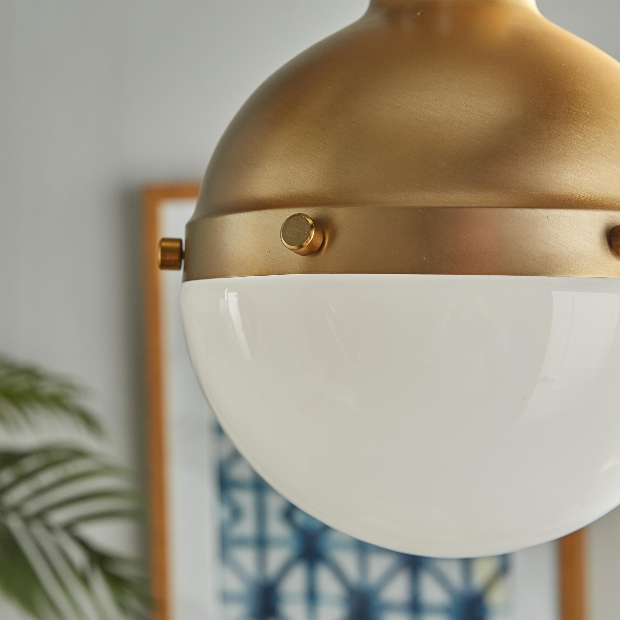 Satin Brass Mini Globe Pendant with Smooth White Glass Shade