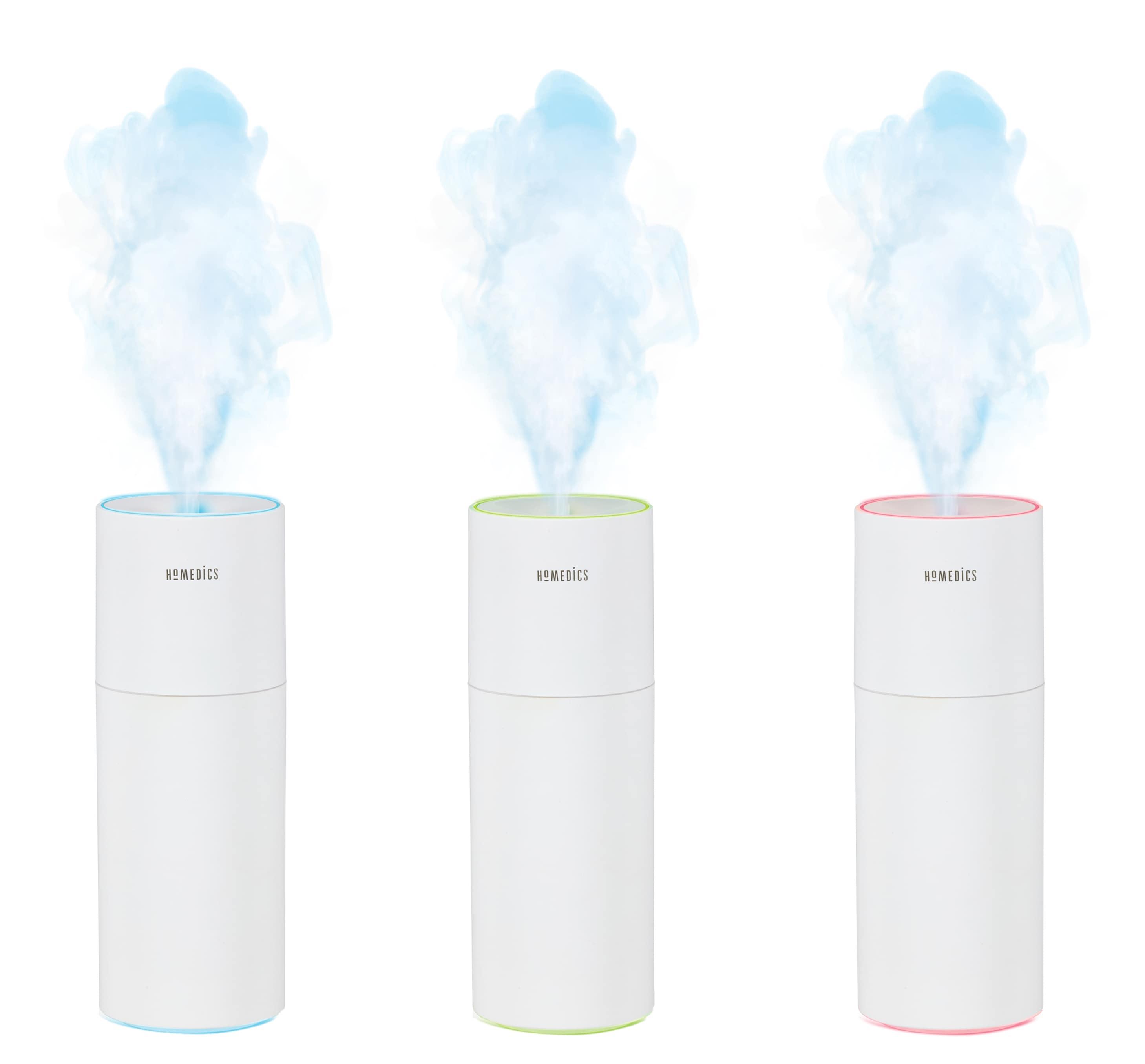 Homedics Portable Ultrasonic Humidifier, Cordless, Desktop, Travel, up to 10-Hour Runtime, Visible Quiet Cool Mist, White