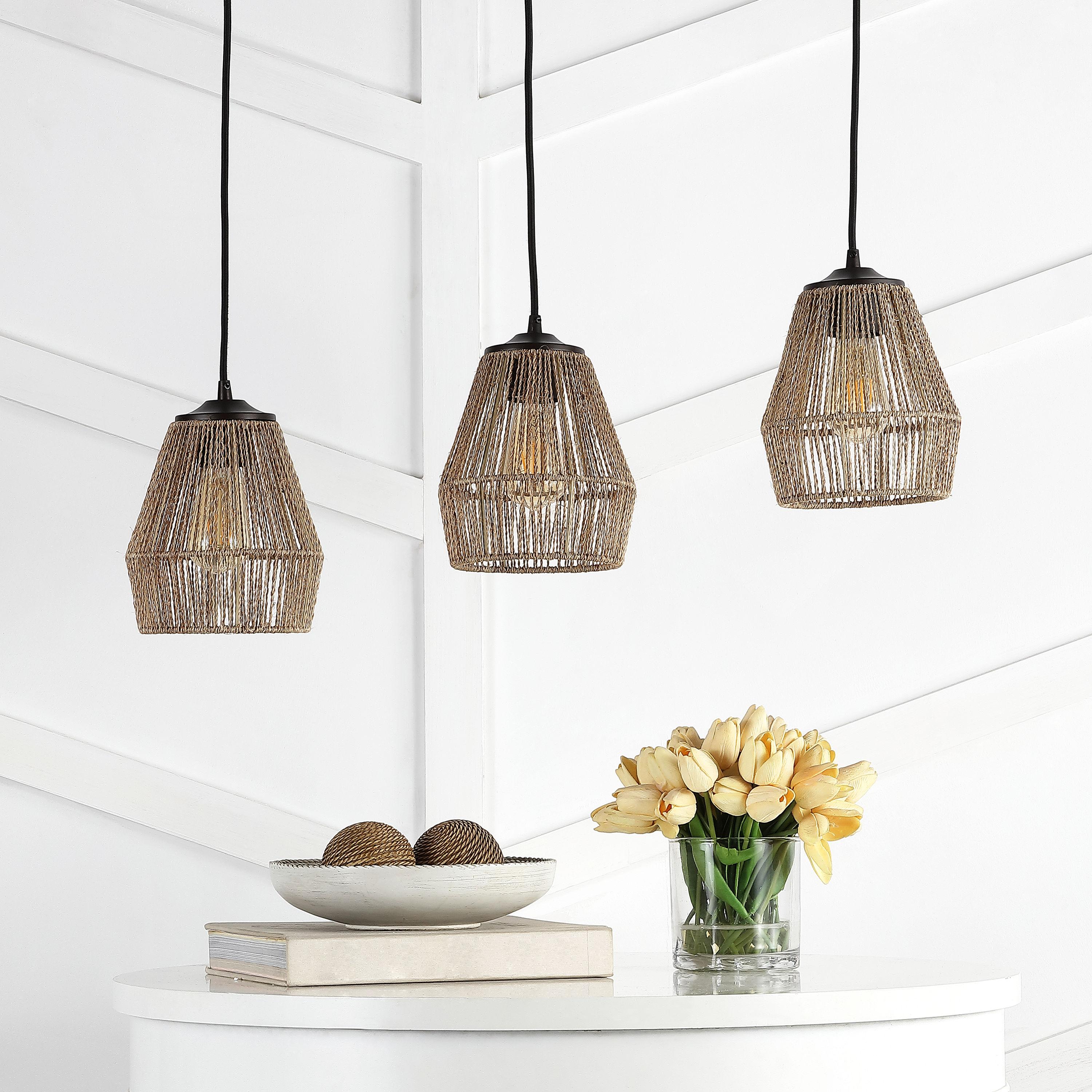 Jonathan Y Ibiza Island Seagrassmetal Bohemian Coastal Led Pendant