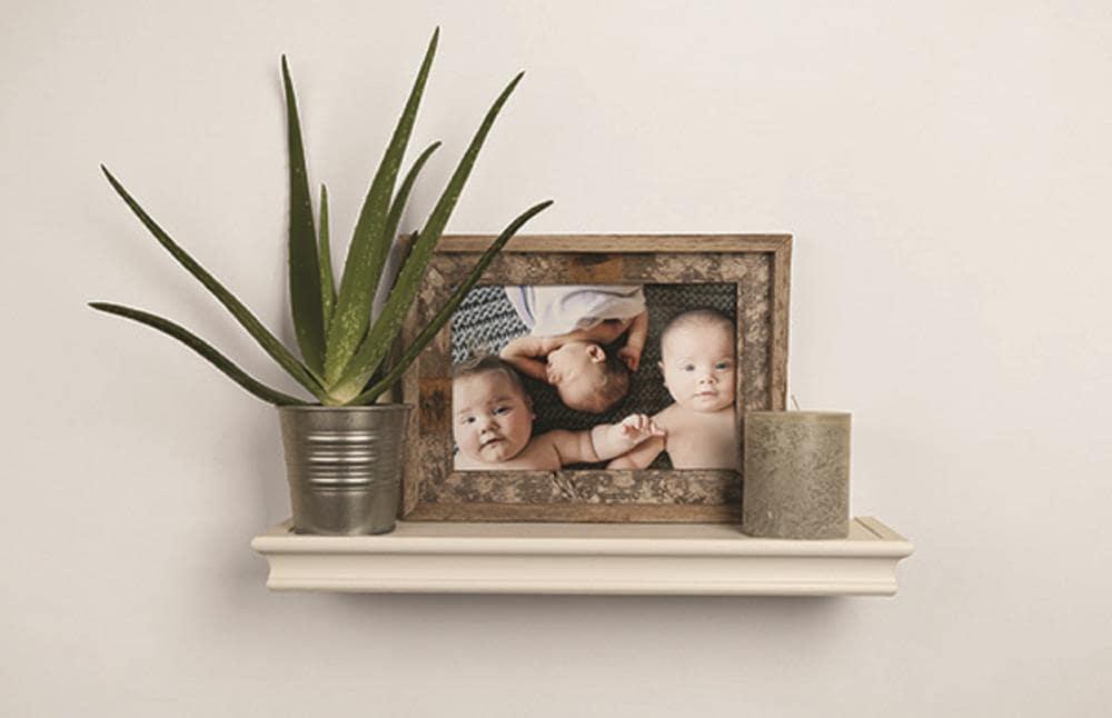 HIGH & MIGHTY Decorative 18" Floating Shelf Holds up to 15lbs, Easy Tool-Free Dry Wall Installation, Beveled, eCommerce Packaging, White